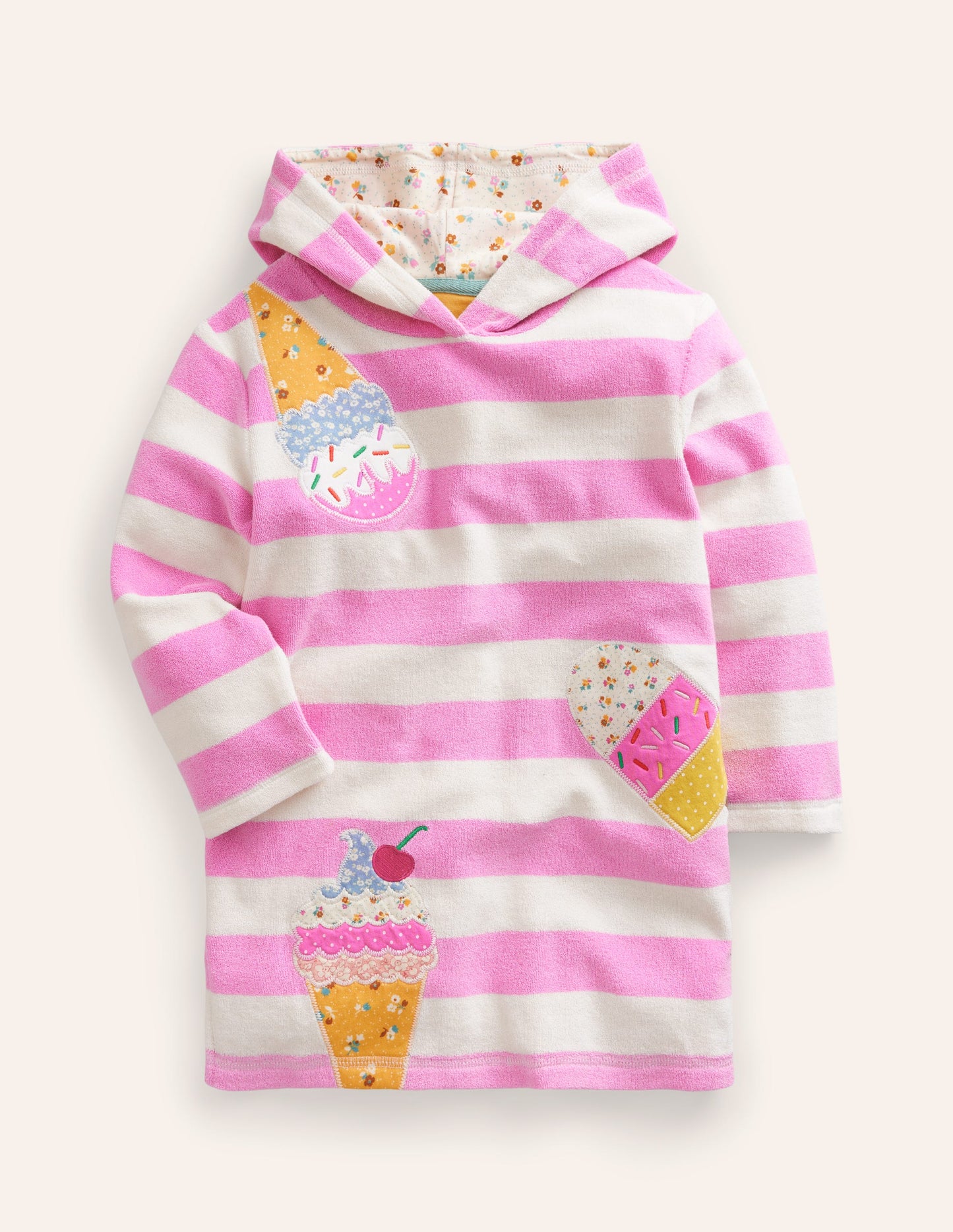 Appliqué Towelling Throw-On-Pink/Vanilla Pod Ice Creams