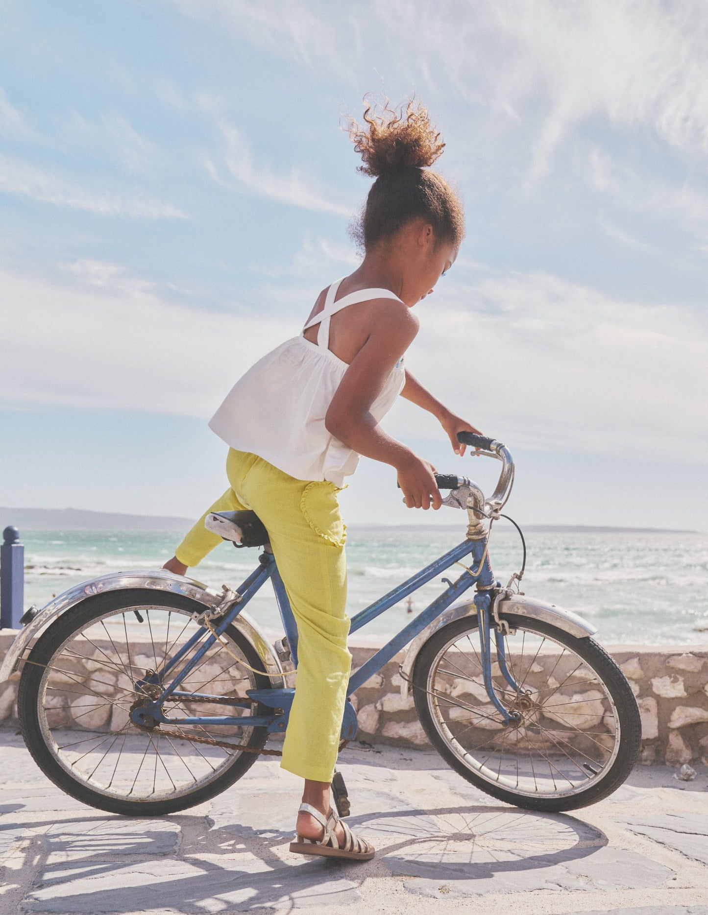 Cotton Linen Pull-on Trousers-Zest Yellow