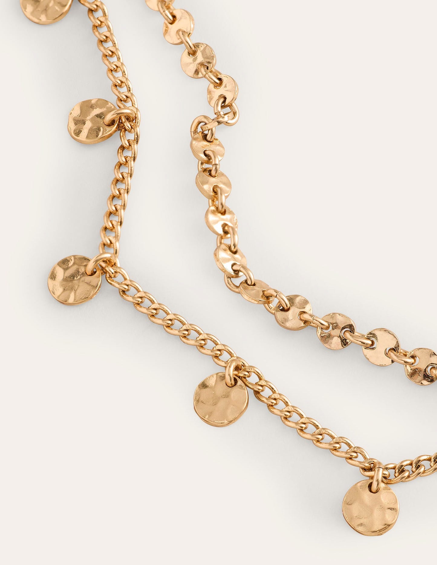 Hammered Disc Layered Necklace-Gold Colour