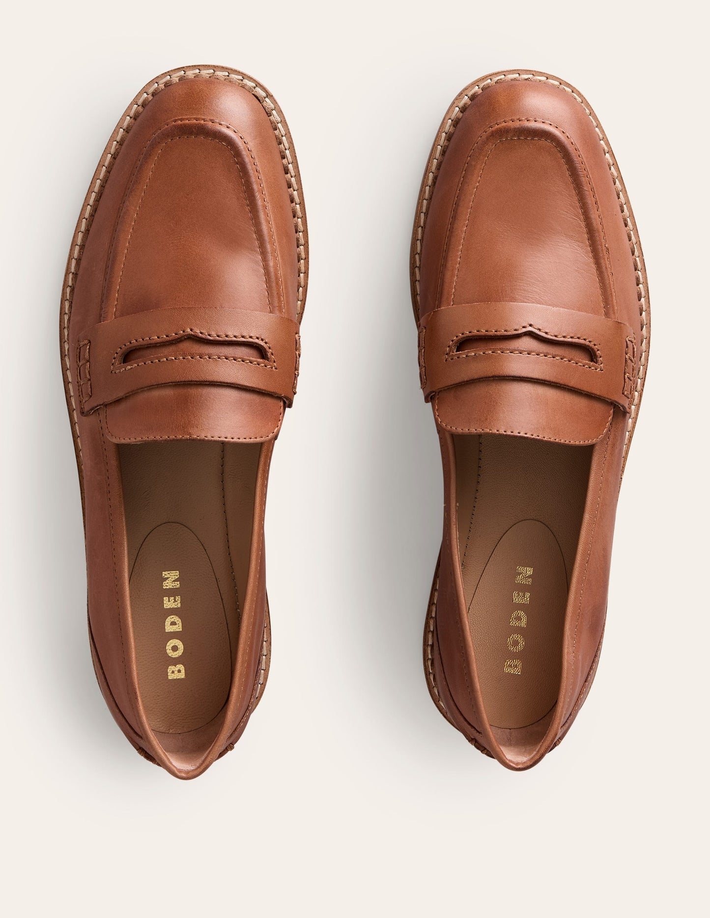 Nya Penny Loafers-Tan Burnished Leather