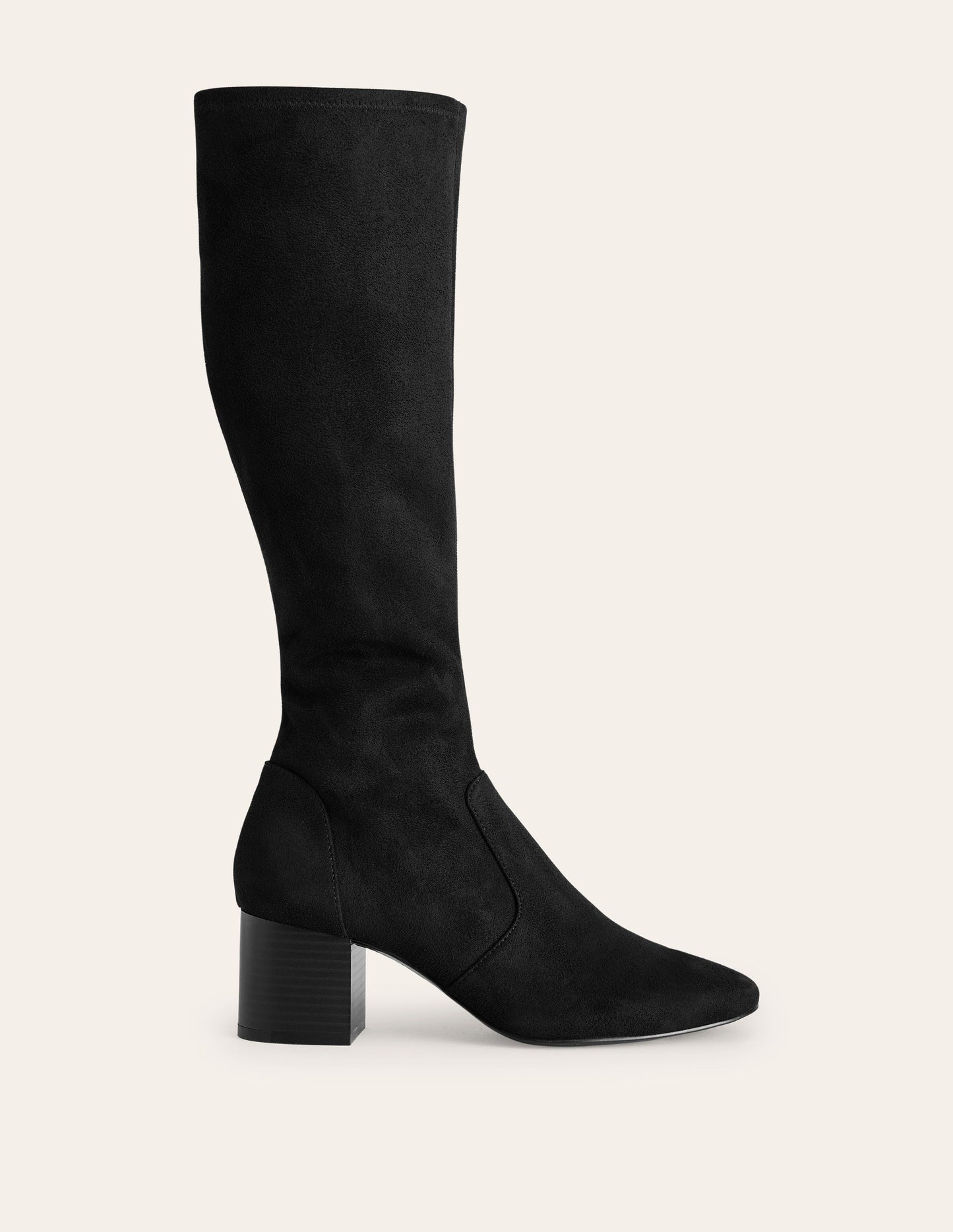 Stretch Knee Heel Boots-Black