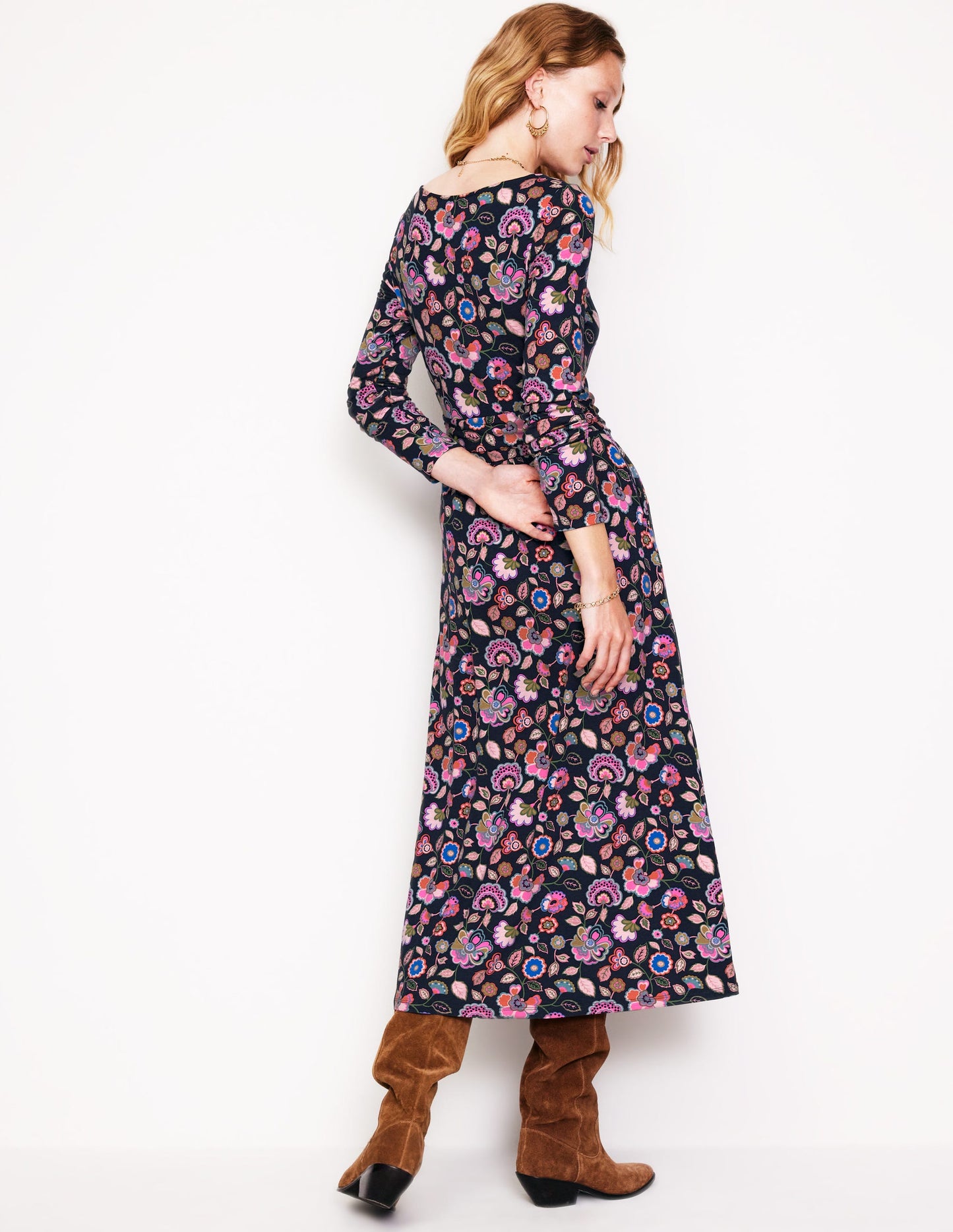 Amelie Long Sleeve Midi Dress-Multi, Cascade Bloom