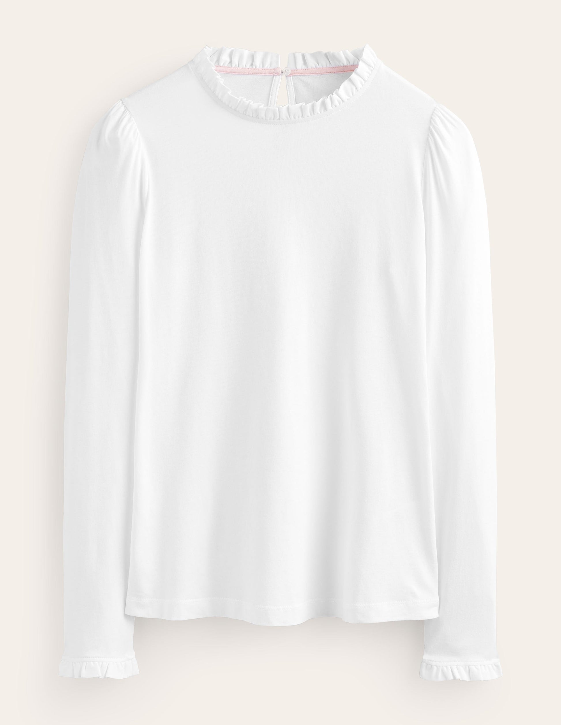 Supersoft Frill Detail Top-White-5