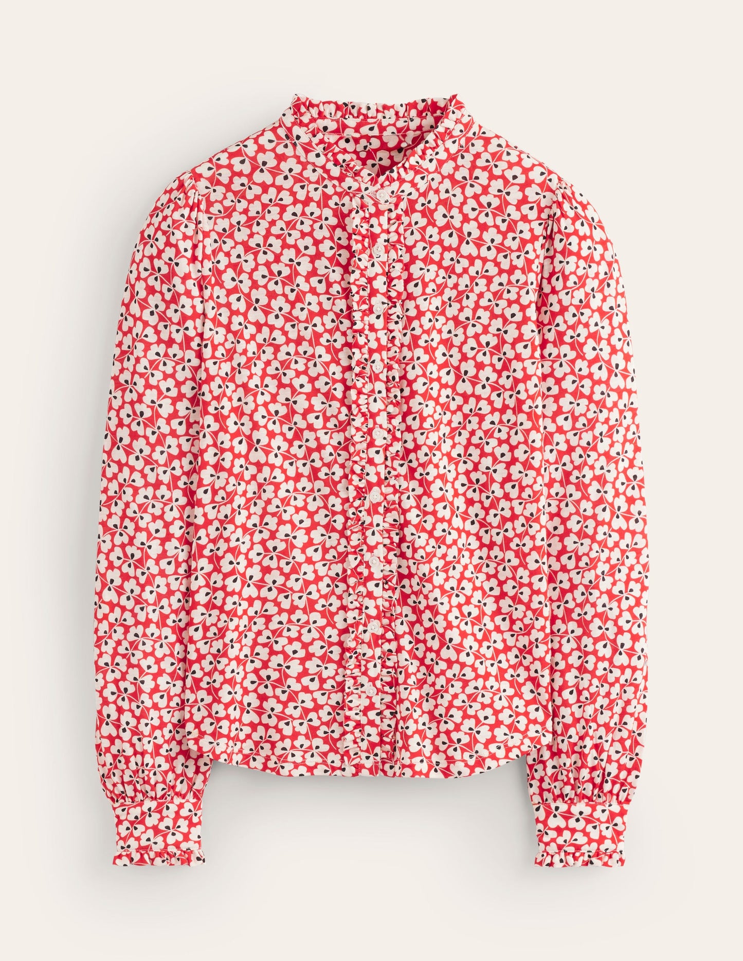 Caroline Jersey Shirt-Red, Clover Whirl