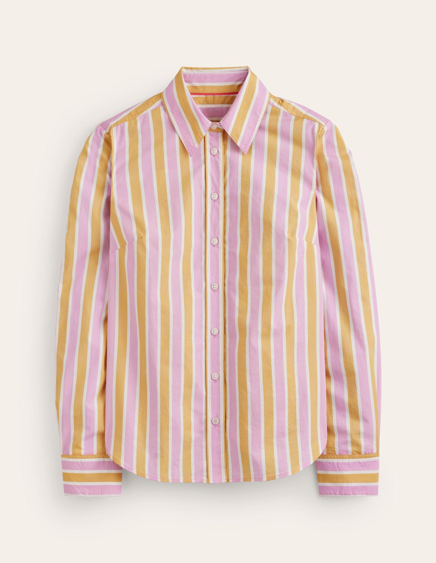 Sienna Cotton Shirt-Mauve and Yellow Stripe