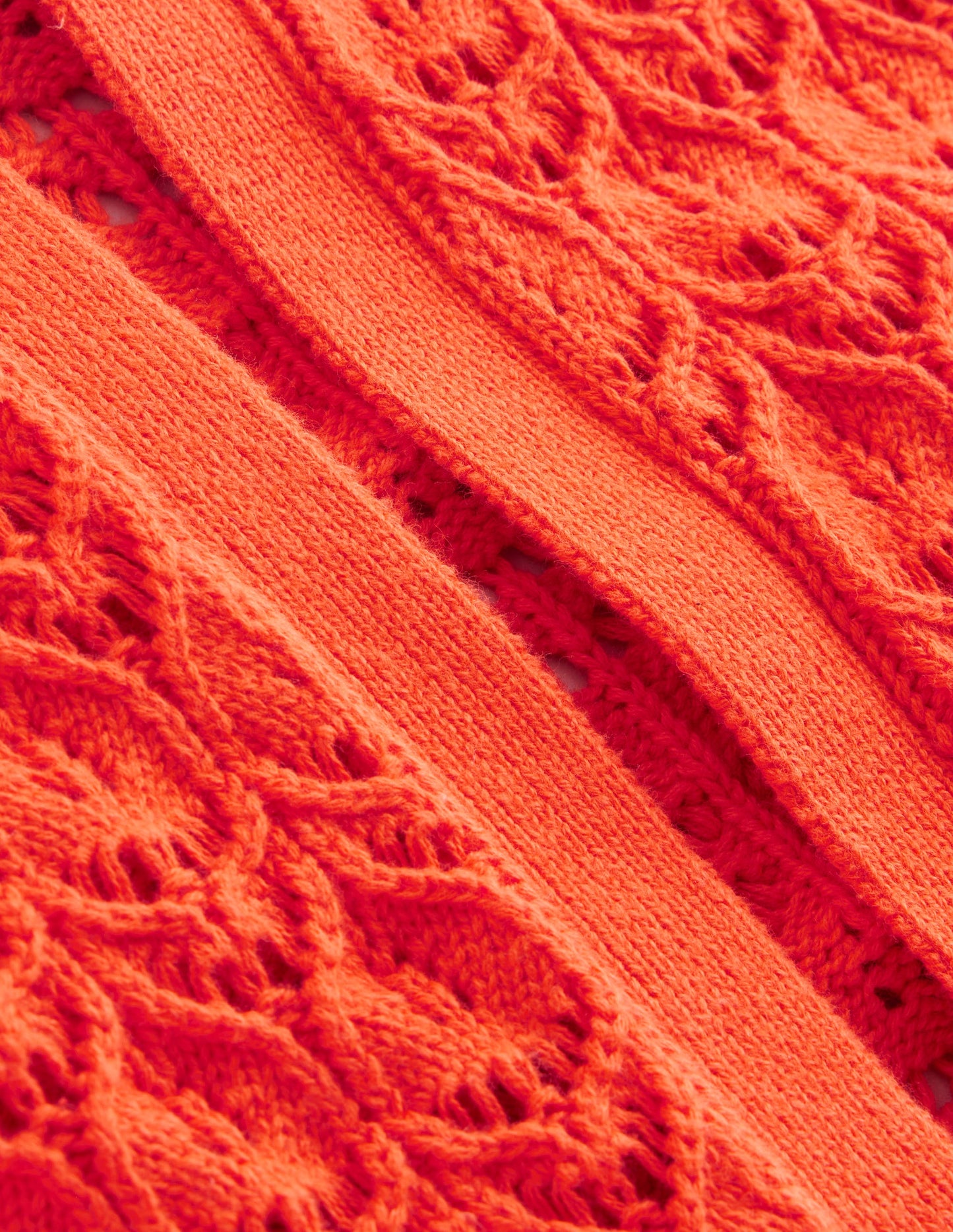 Crochet Knit Cardigan-Gladioli Orange