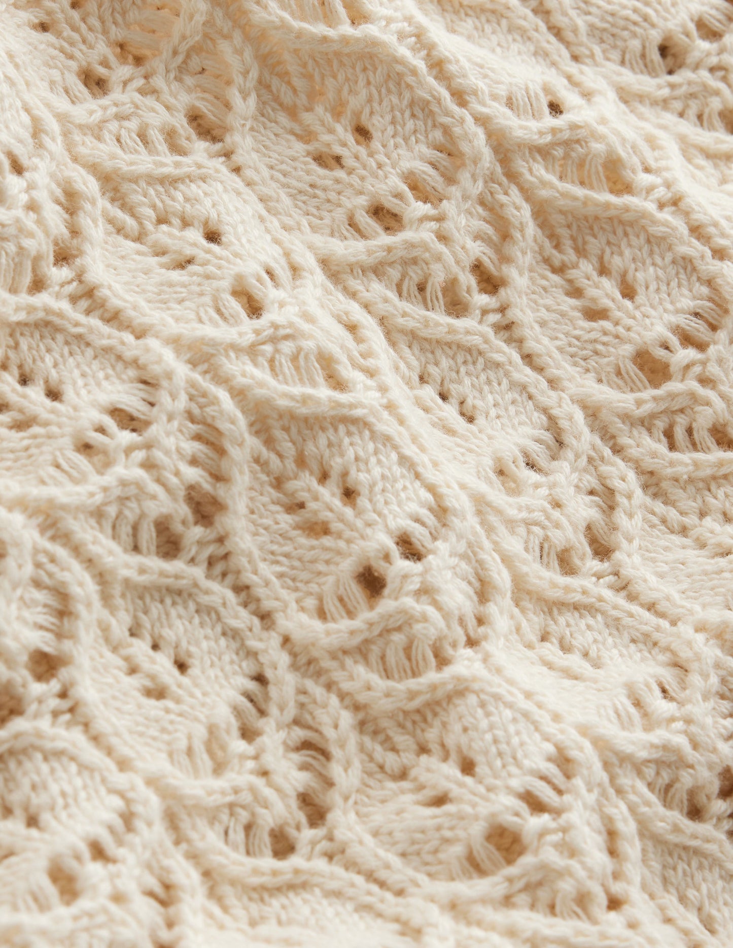 Crochet Knit Jumper-Warm Ivory