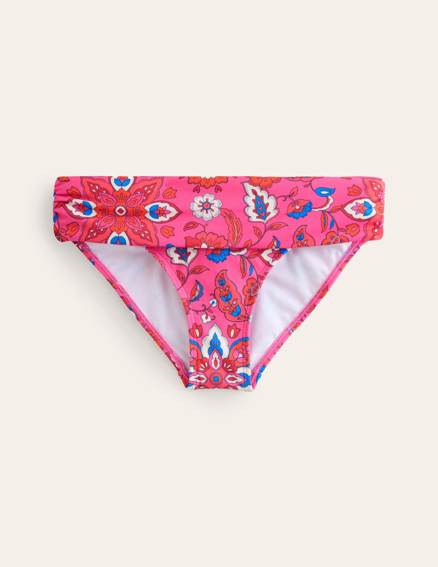Classic Fold Bikini Bottoms-Pink, Botanical Wave