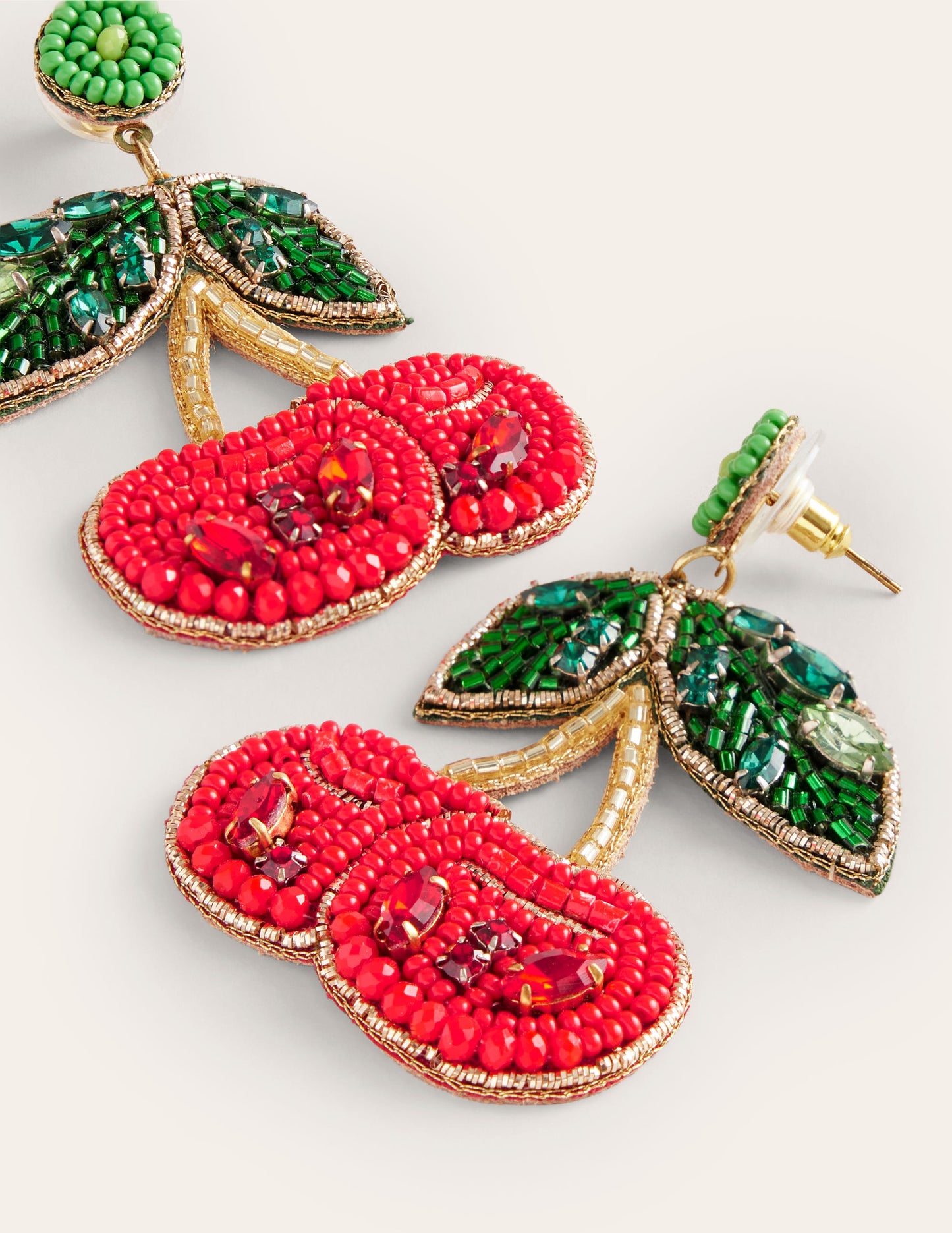 Beady Motif Earrings-Cherry