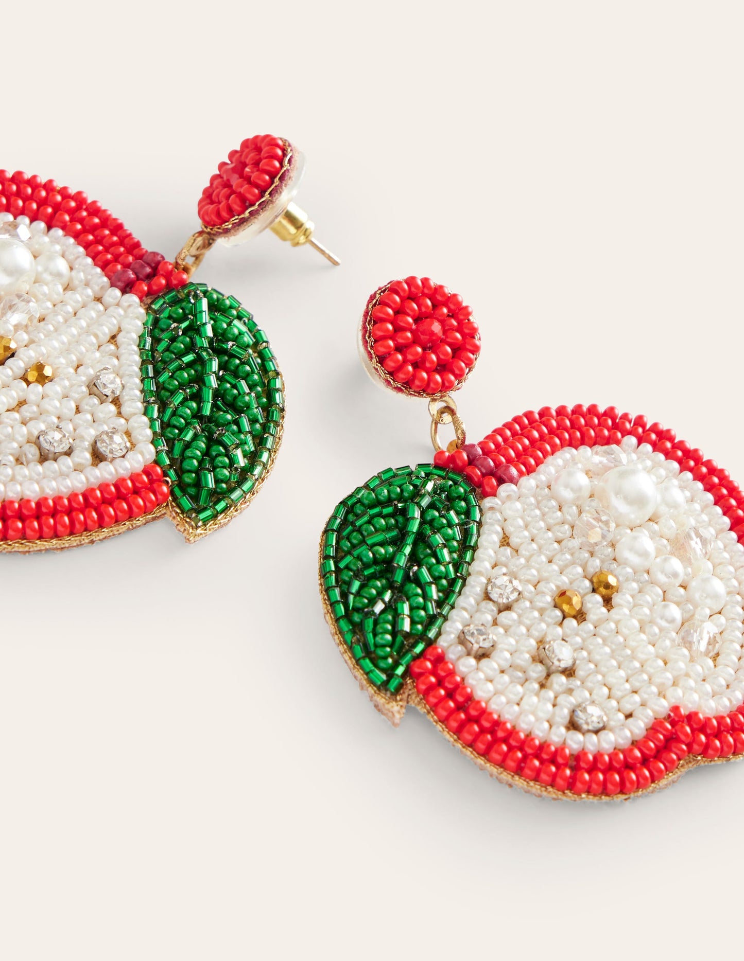 Beady Motif Earrings-Apples