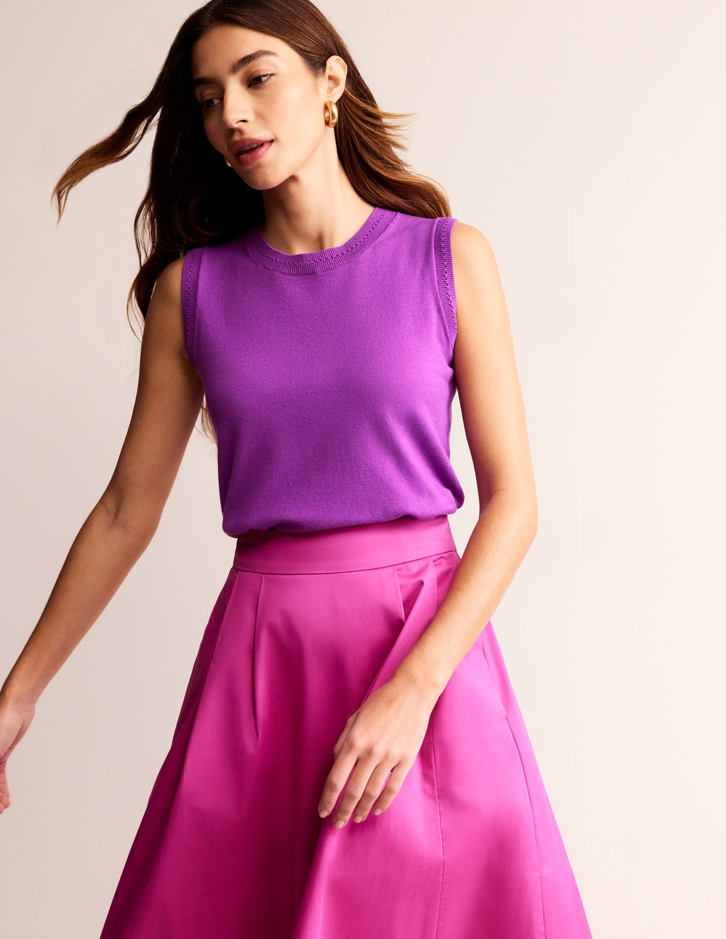 Catriona Crew Neck Cotton Tank-Jewel Purple