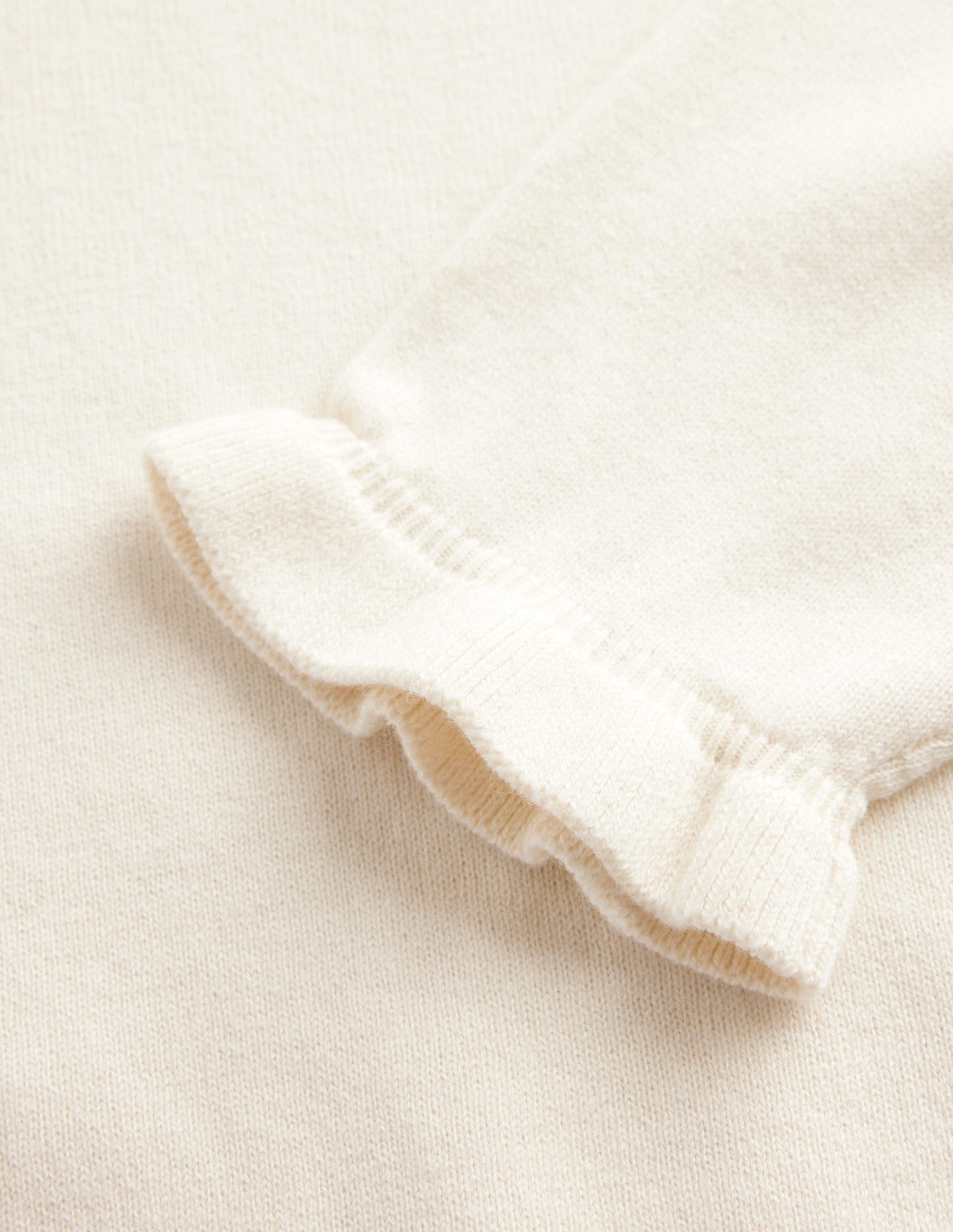Cotton Merino Frill Jumper-Warm Ivory