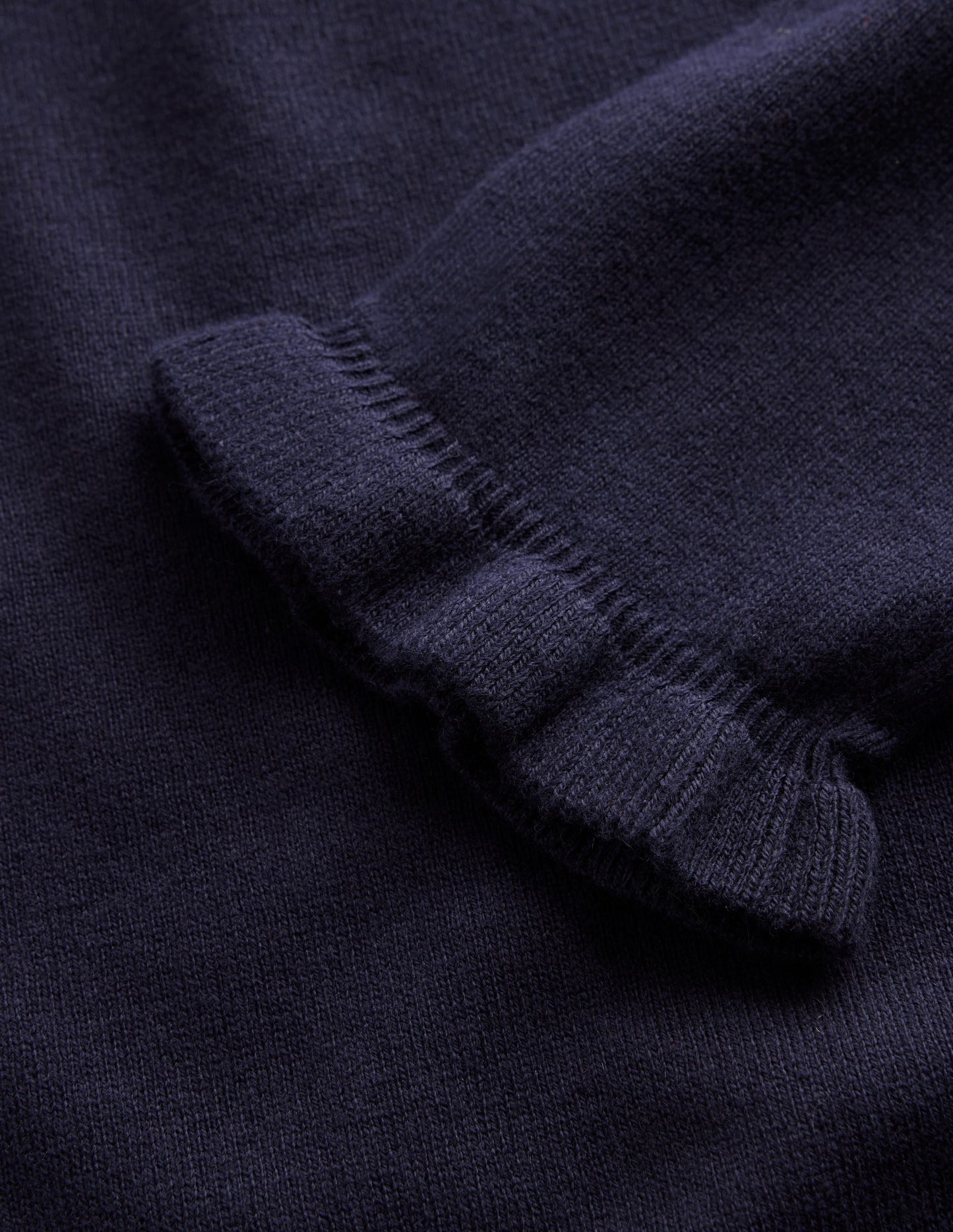 Cotton Merino Frill Jumper-Navy