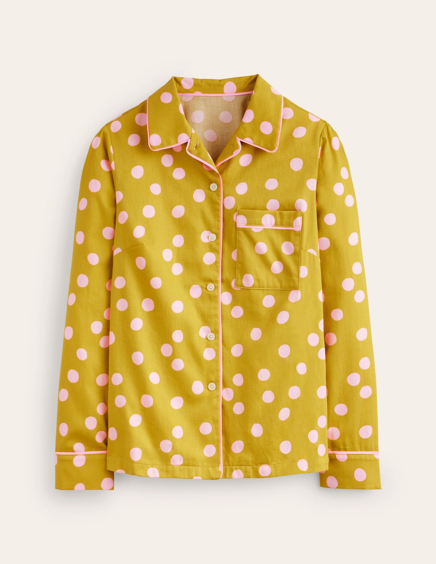 Cotton Sateen Pyjama Shirt-Antique Moss