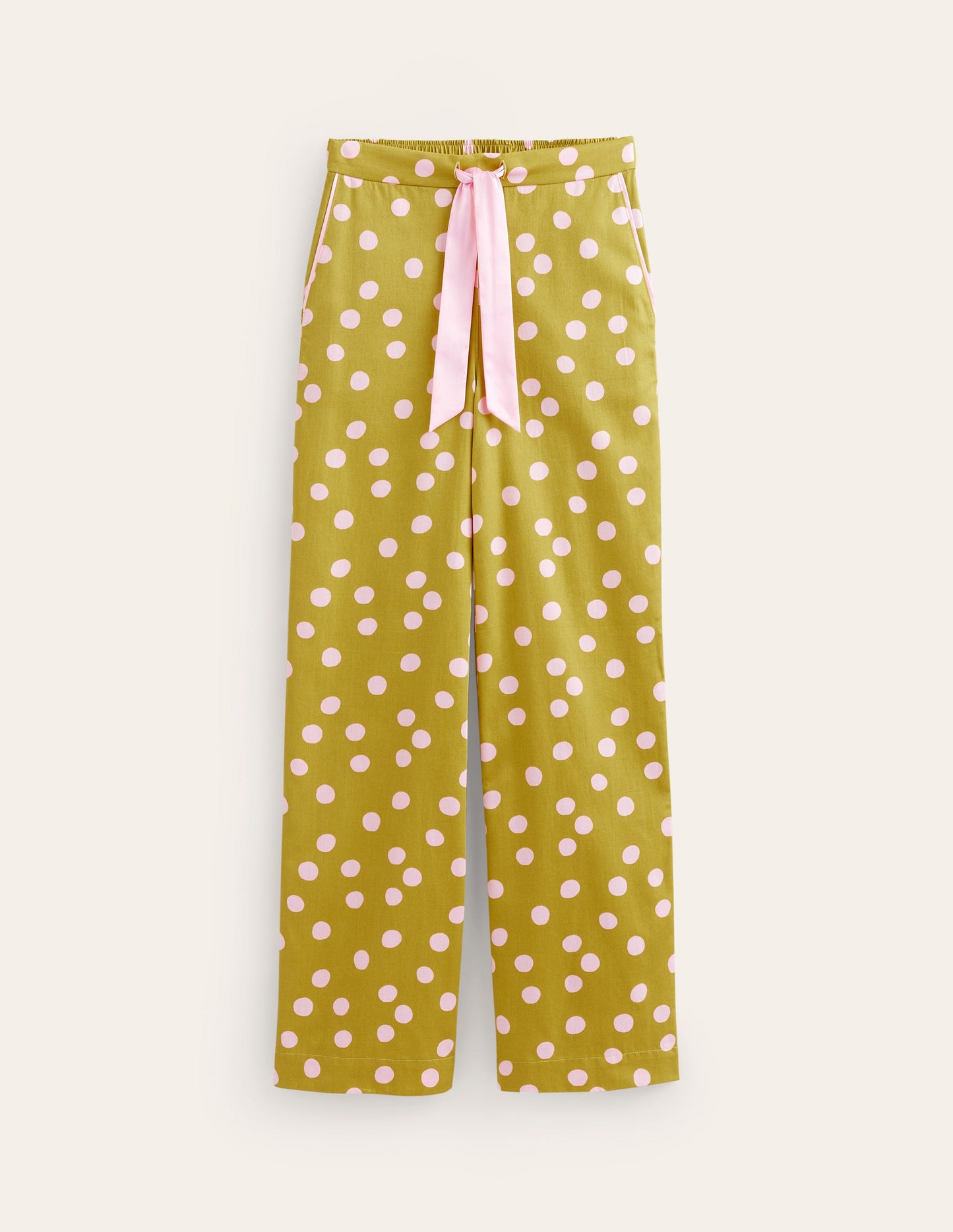 Cotton Sateen Pyjama Trousers-Antique Moss
