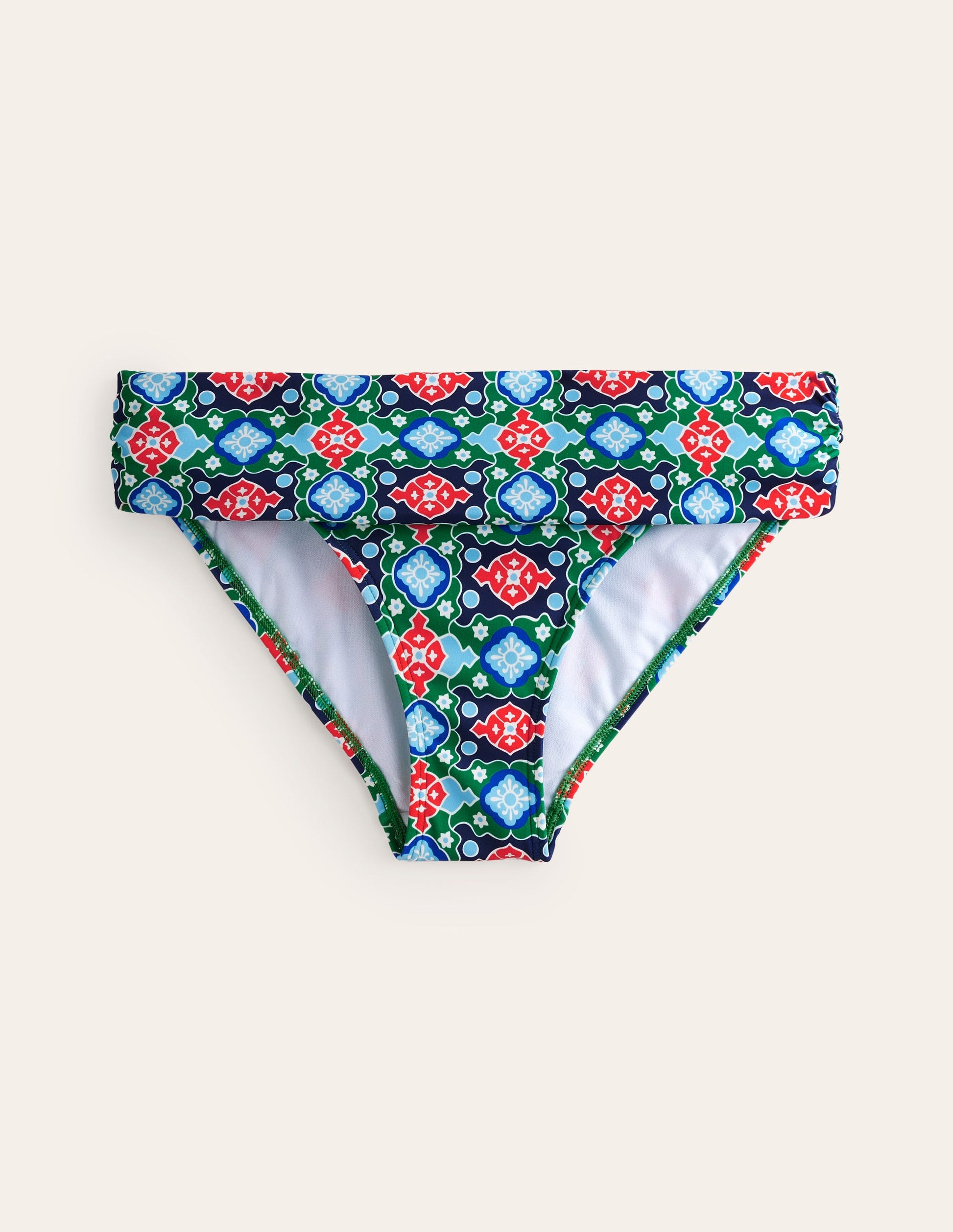 Classic Fold Bikini Bottoms-Green Tambourine, Coastal Tile-5