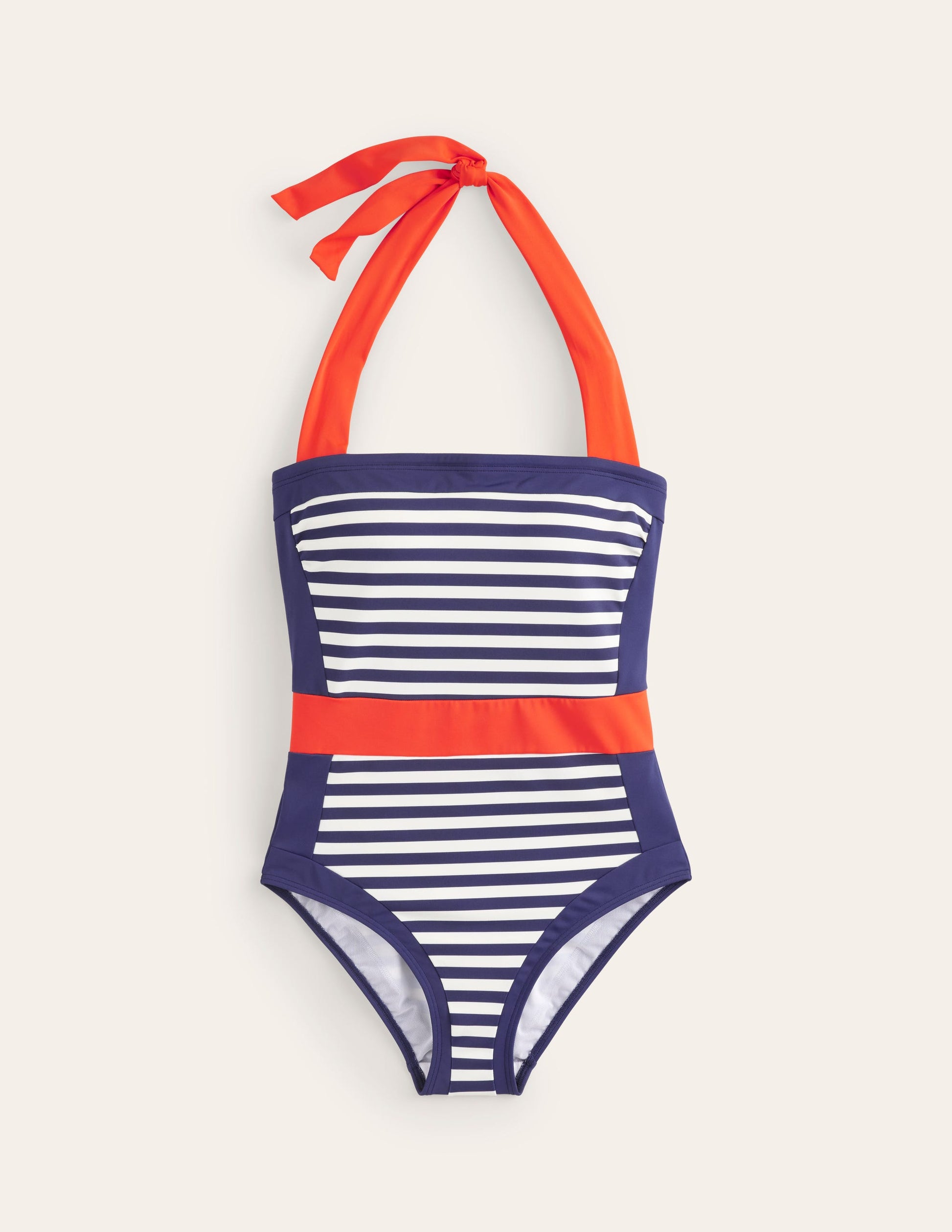 Santorini Halterneck Swimsuit-Red, Navy Stripe-5