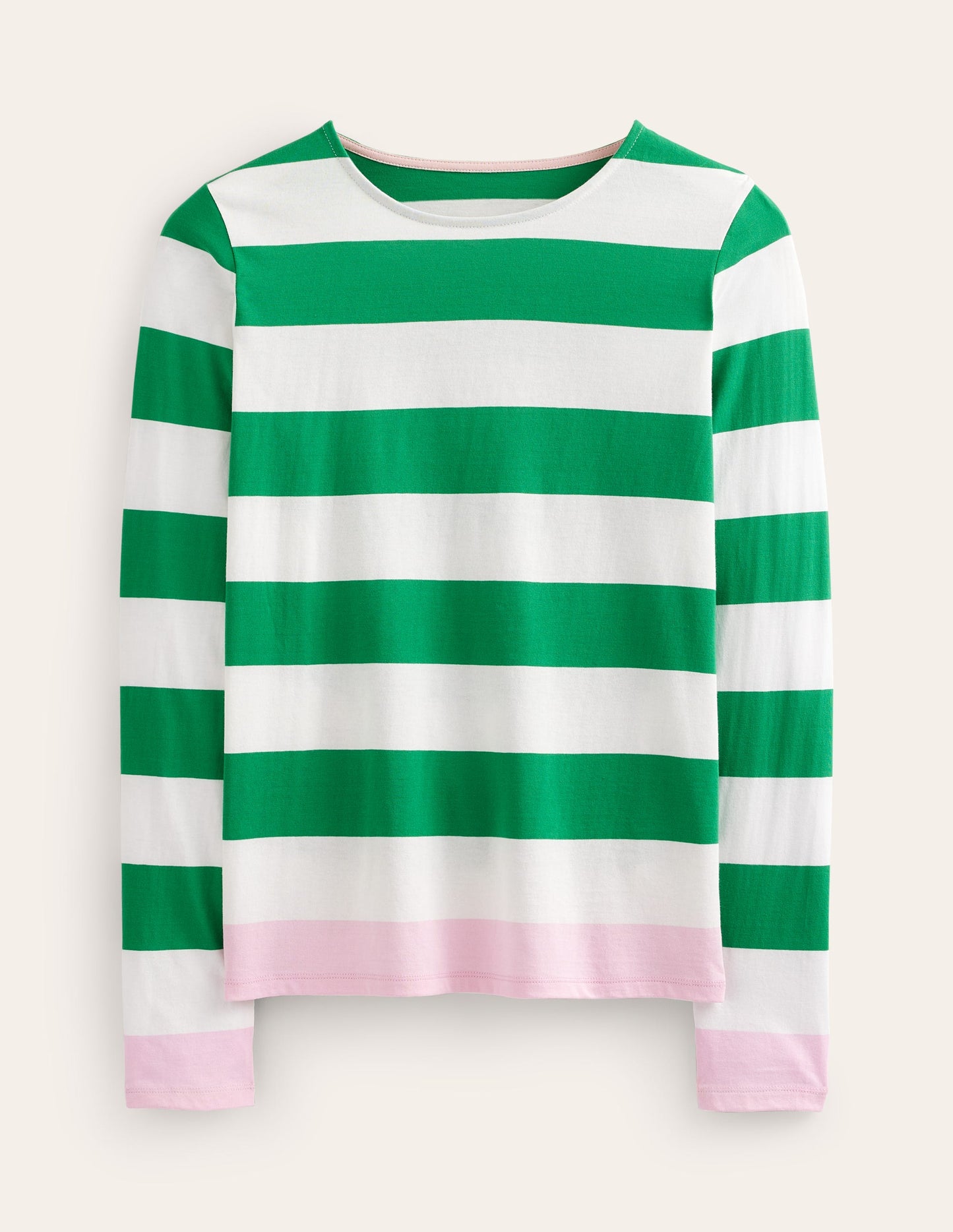 Bea Long Sleeve Breton-Green Ivory, Pink