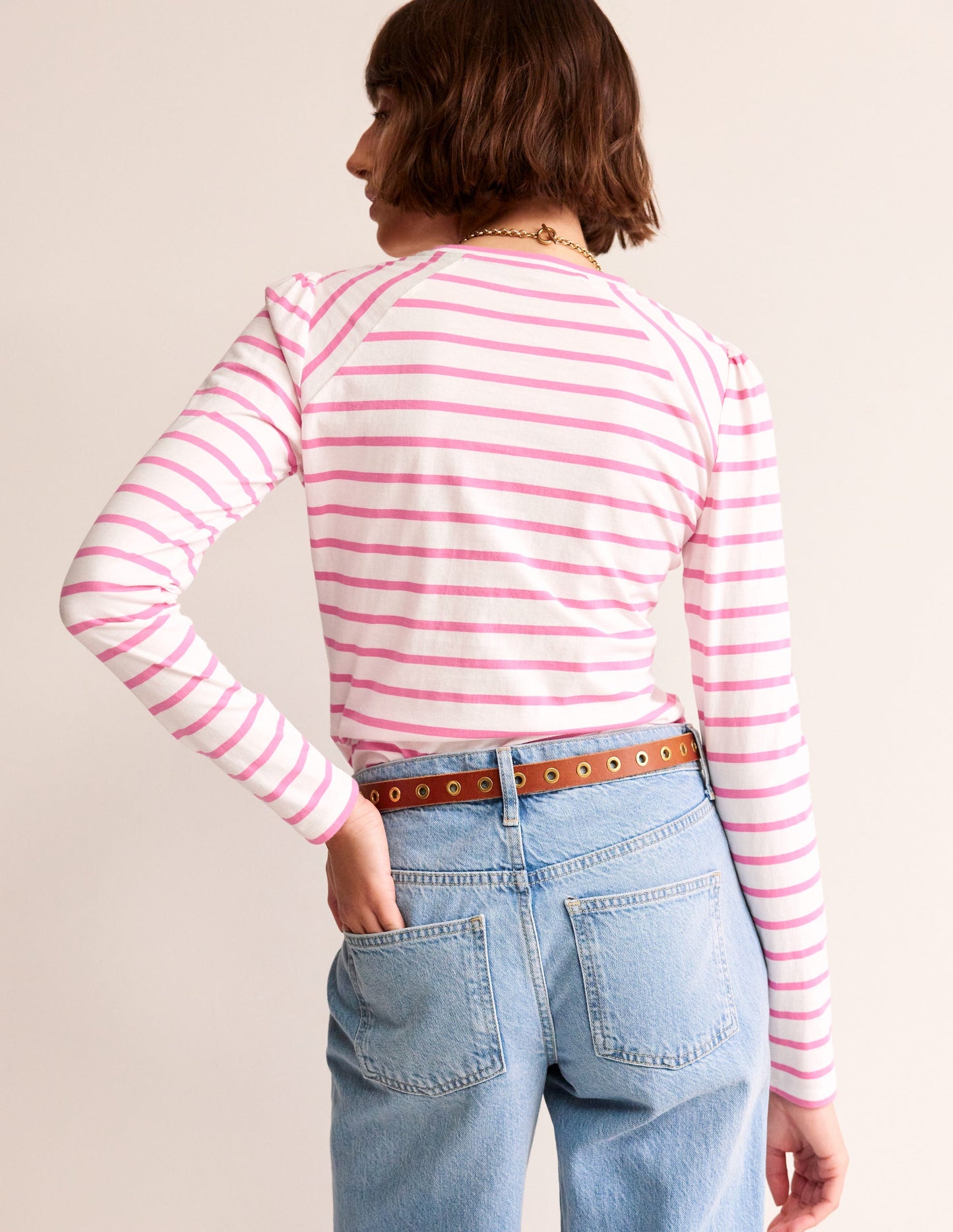 Arabella Stripe T-Shirt-Sangria Sunset