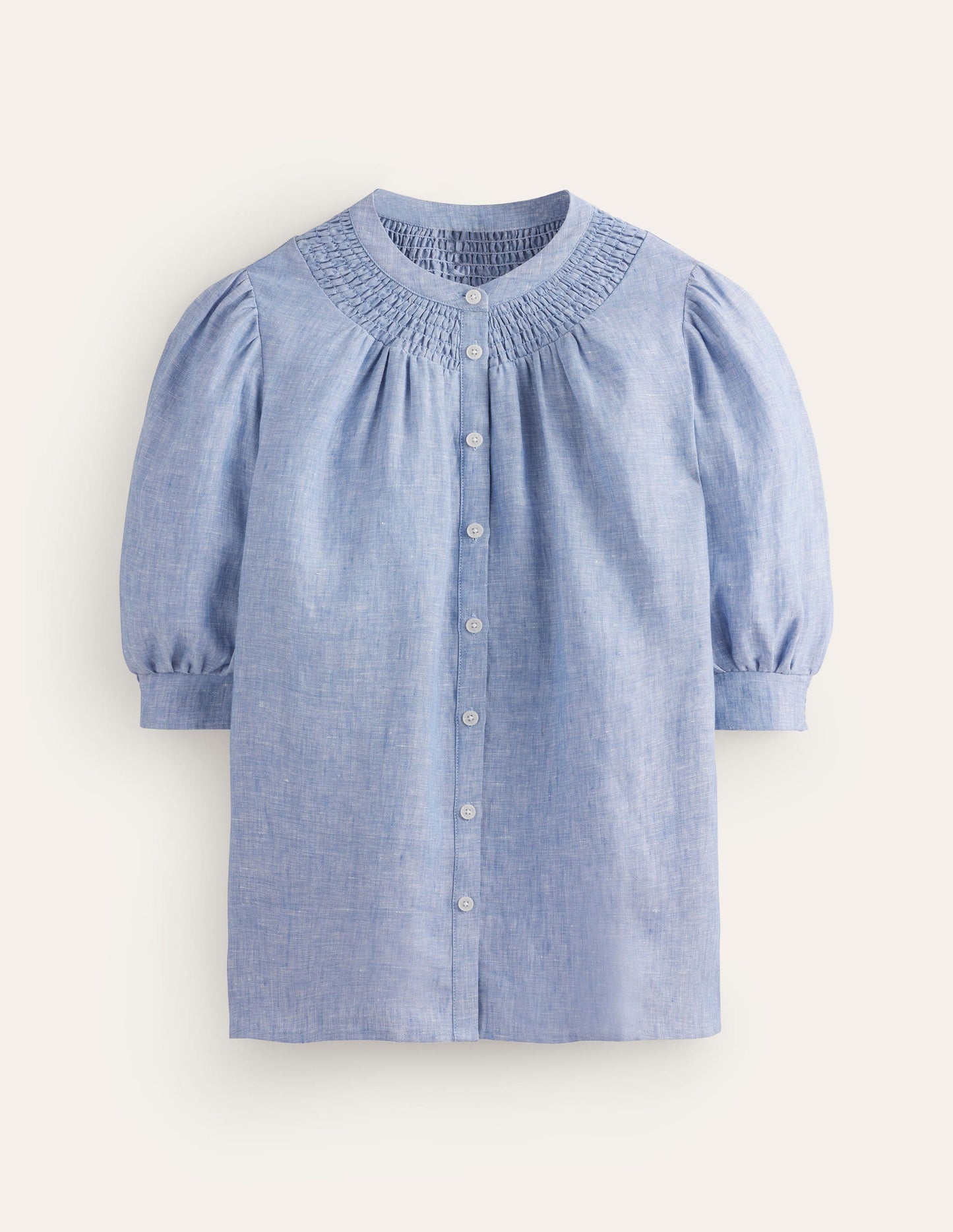 Ada Linen Top-Chambray