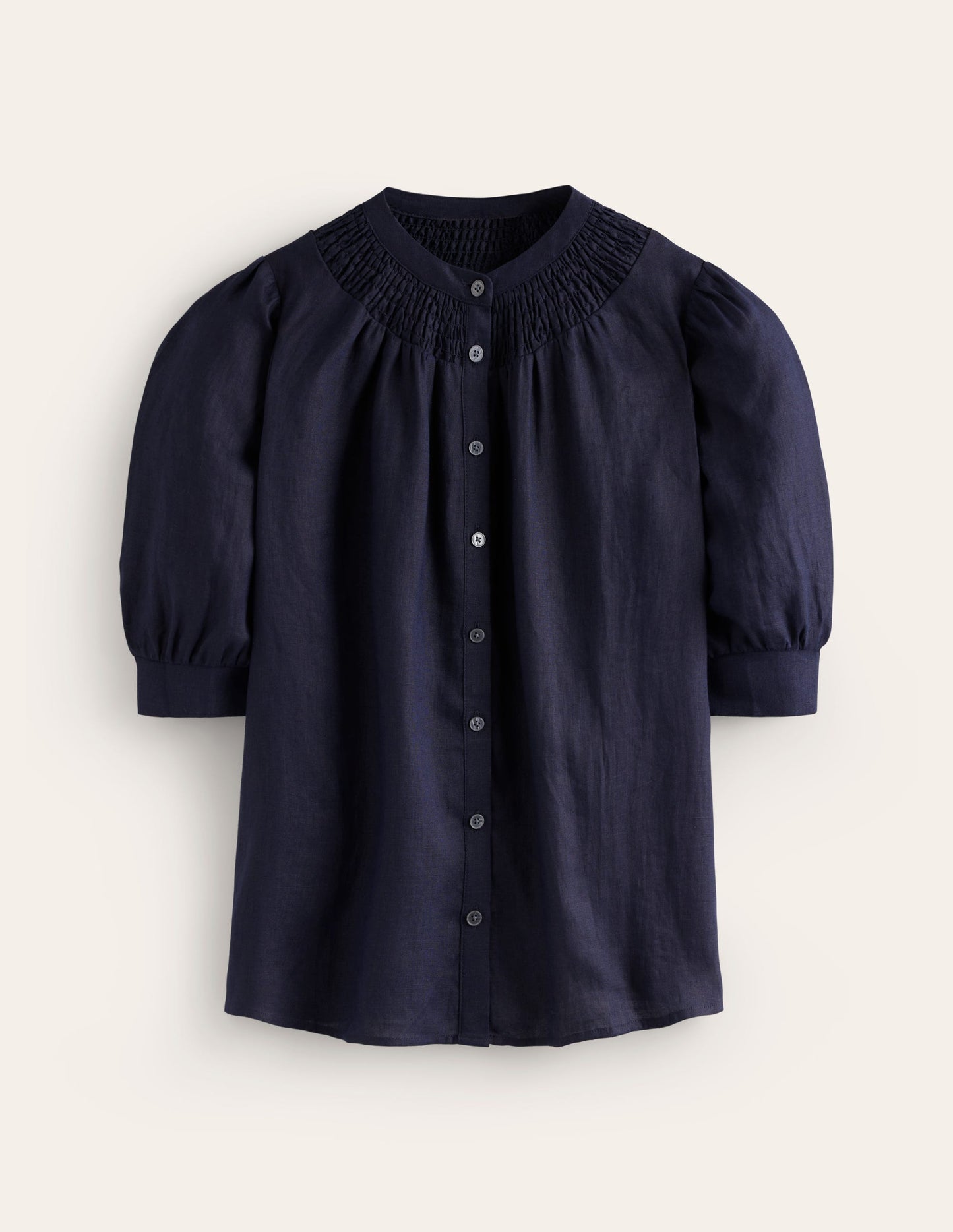 Ada Linen Top-Navy
