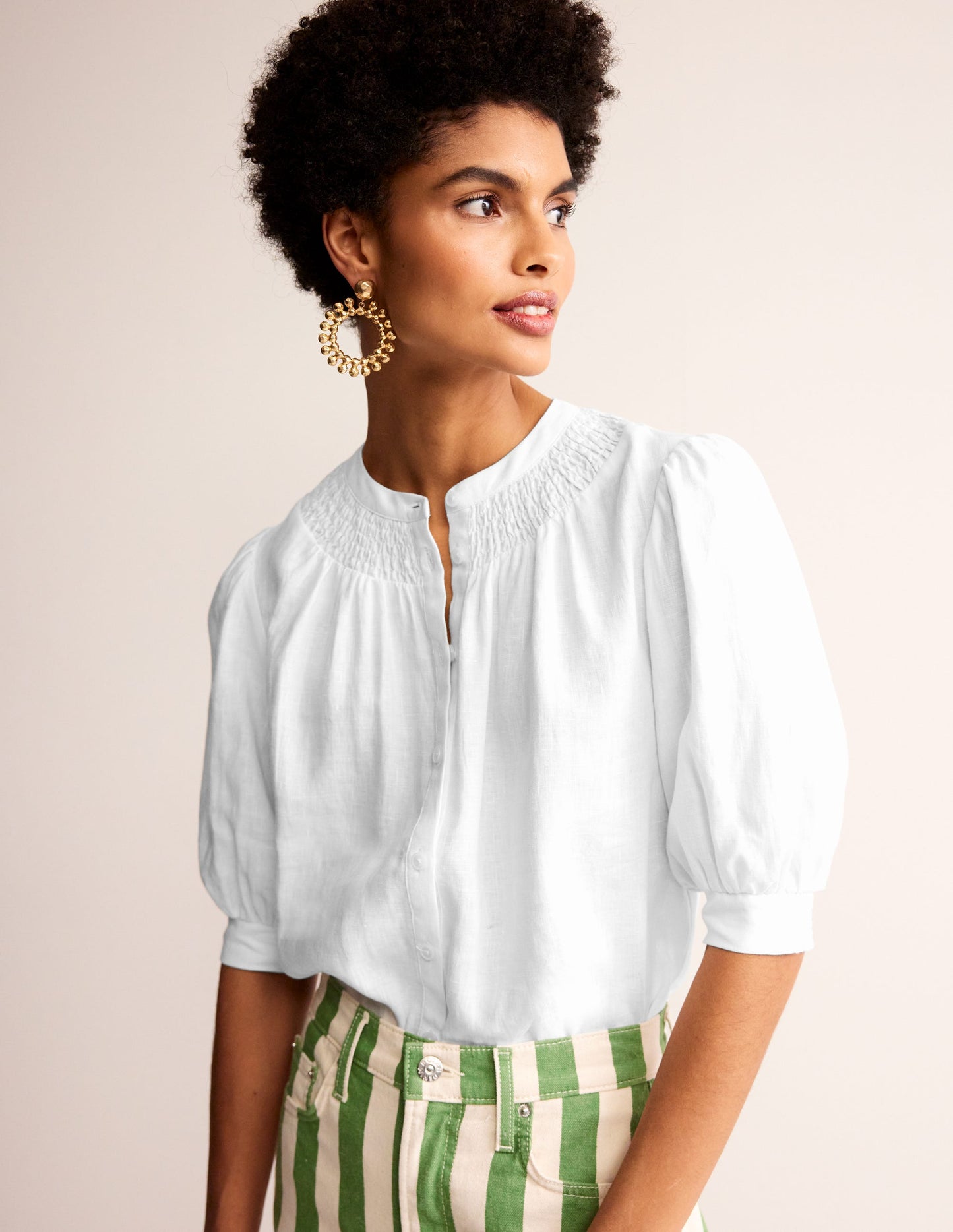 Ada Linen Top-White