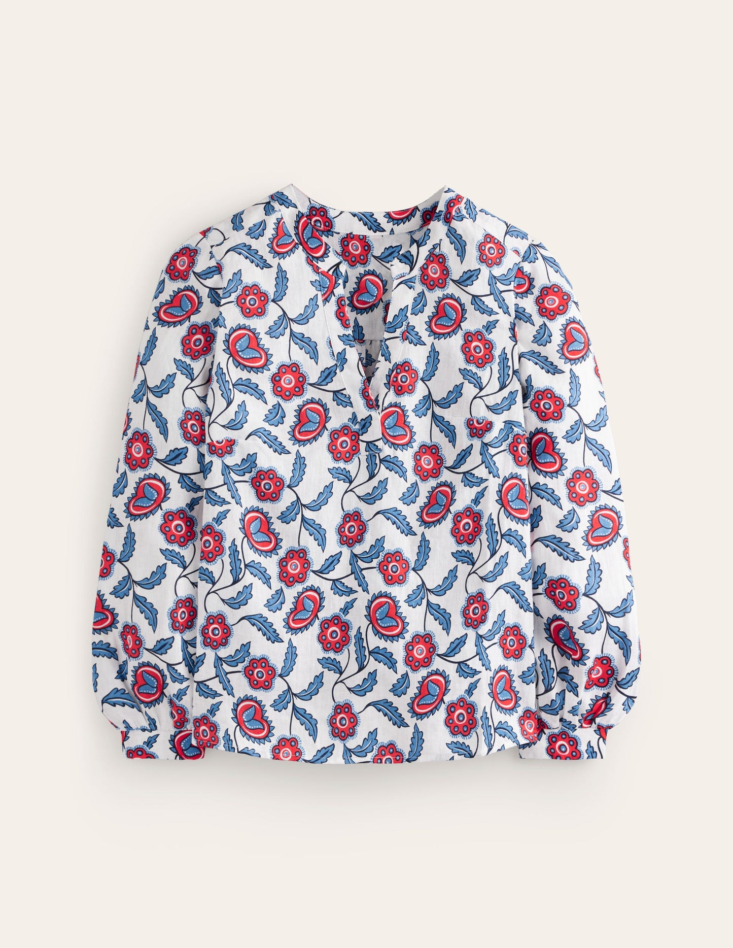 Alice Linen Top-Ivory, Floret Vine