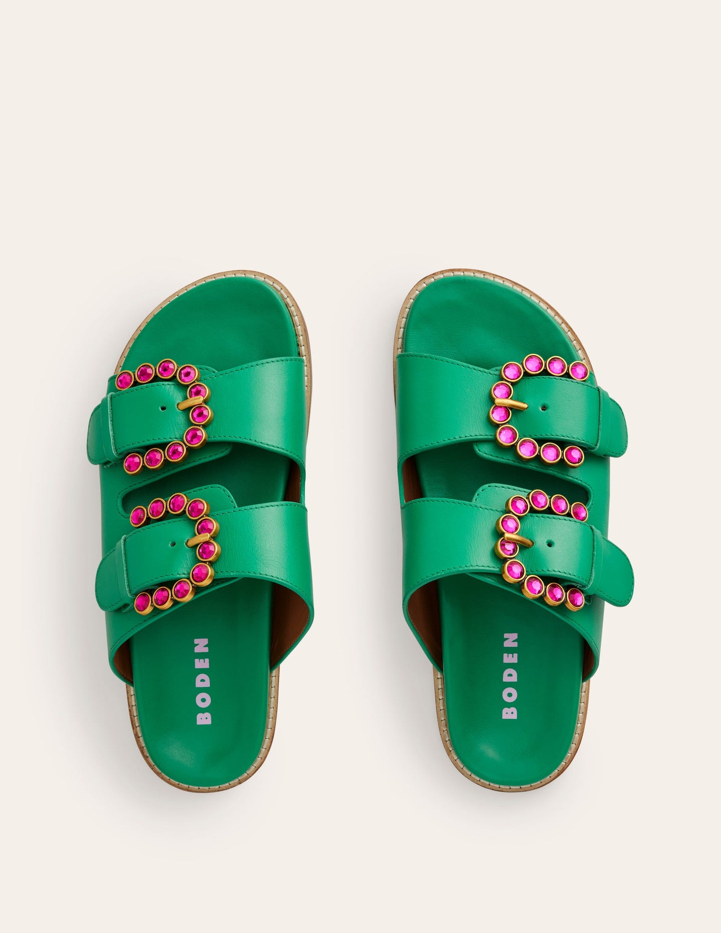 Double Buckle Sliders-Rich Emerald