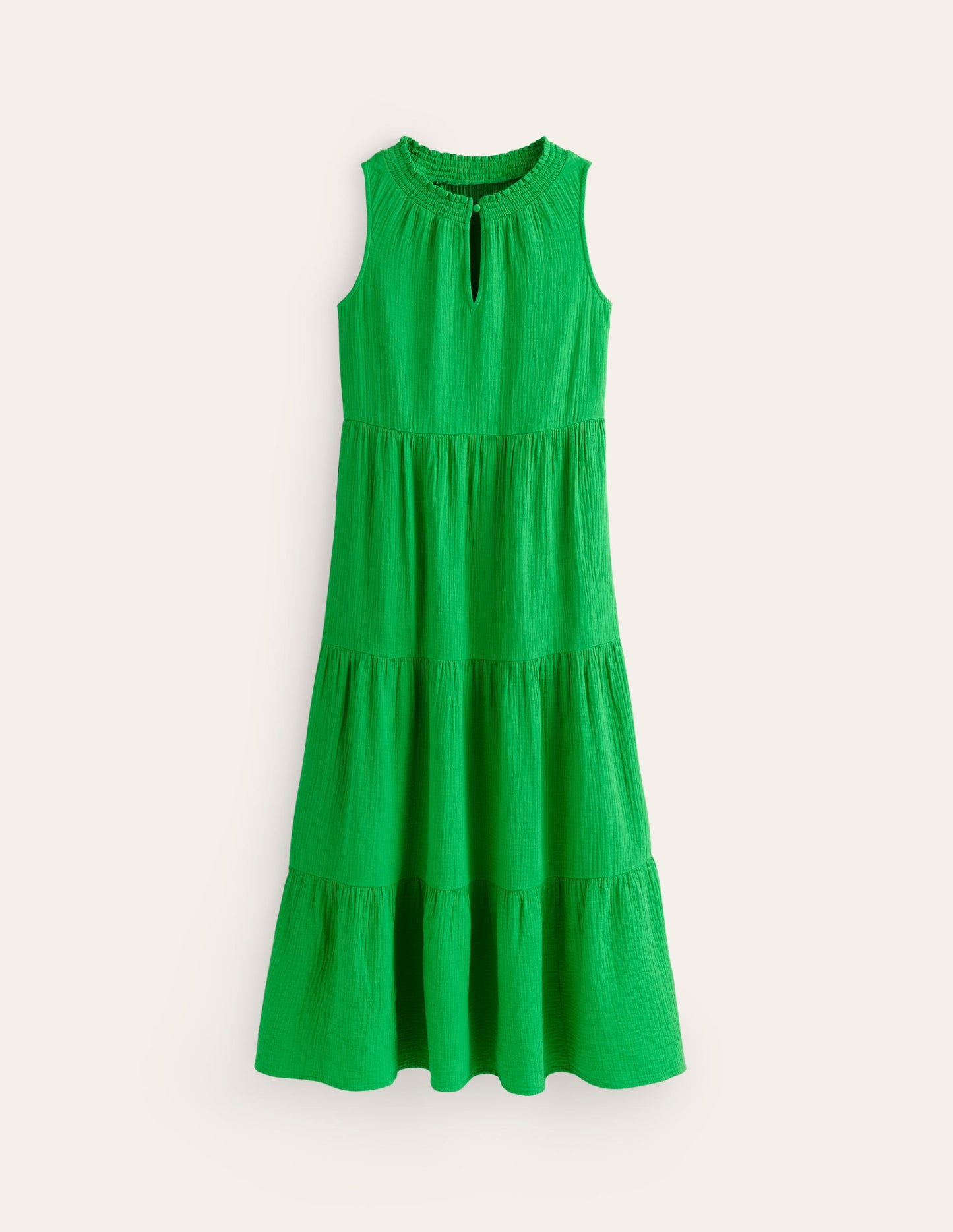 Double Cloth Maxi Tiered Dress-Kelly Green