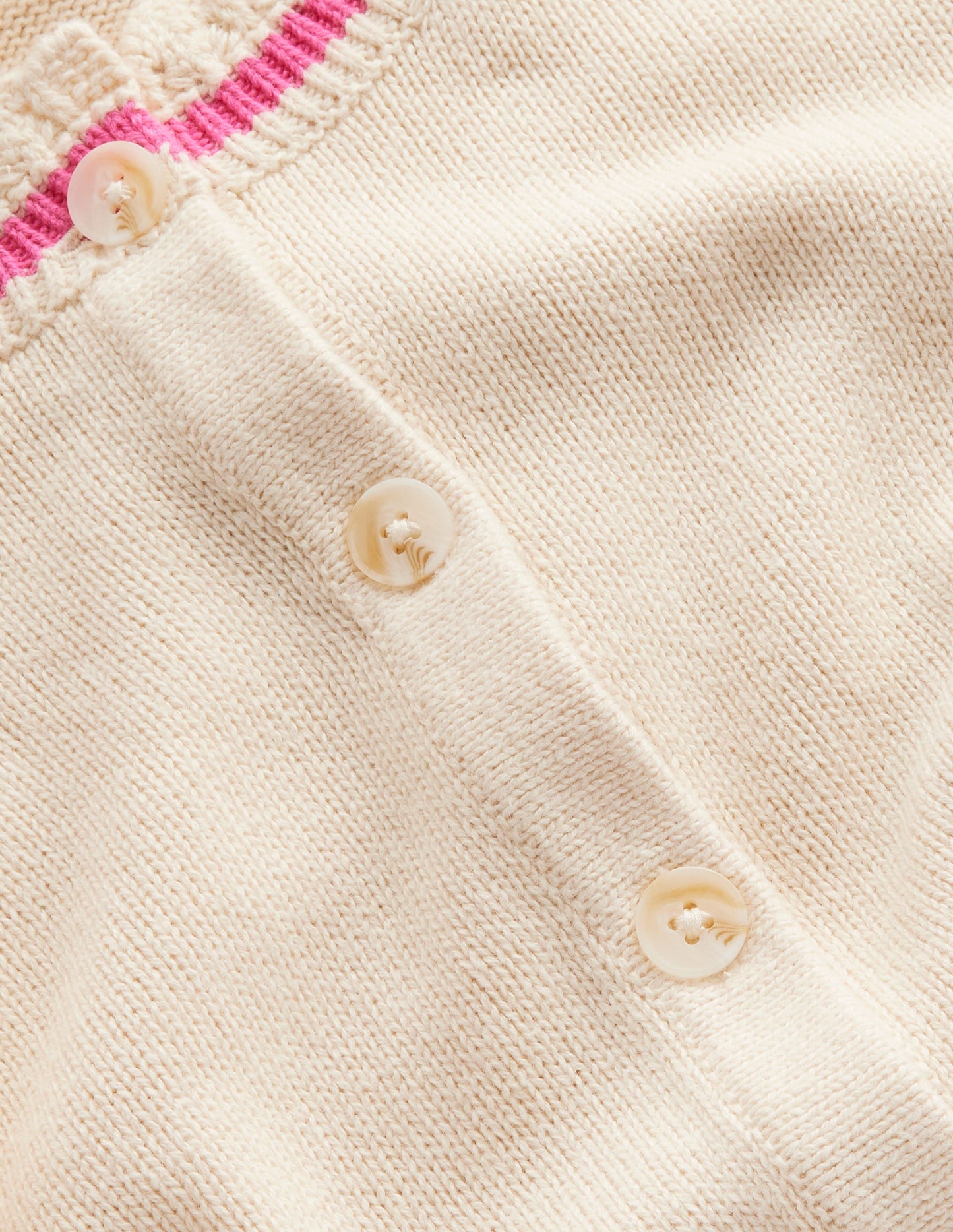 Crochet Frill Detail Cardigan-Warm Ivory