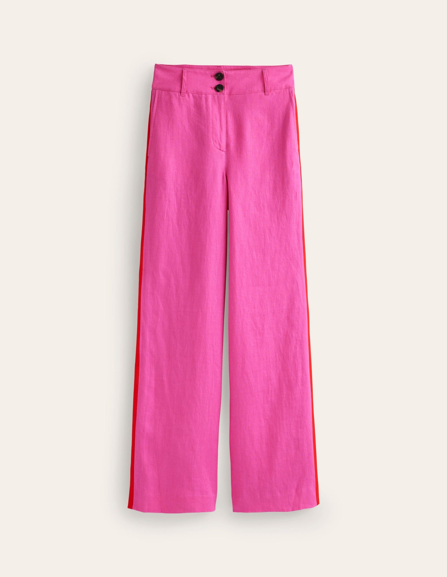 Westbourne Linen Trousers-Pop Pansy, Red Side Stripe