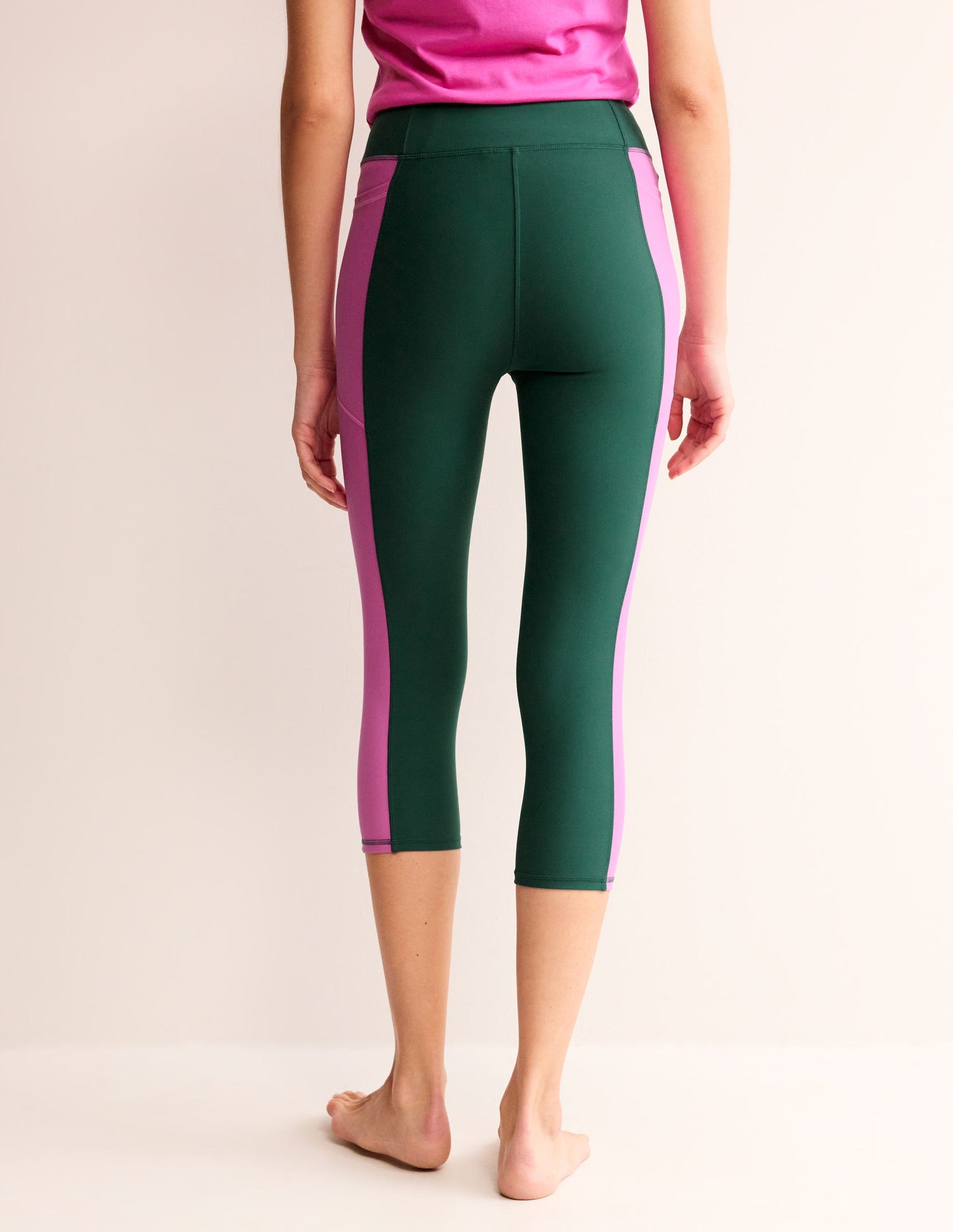 Colour Block 7/8 Leggings-Green/Pink Colourblock