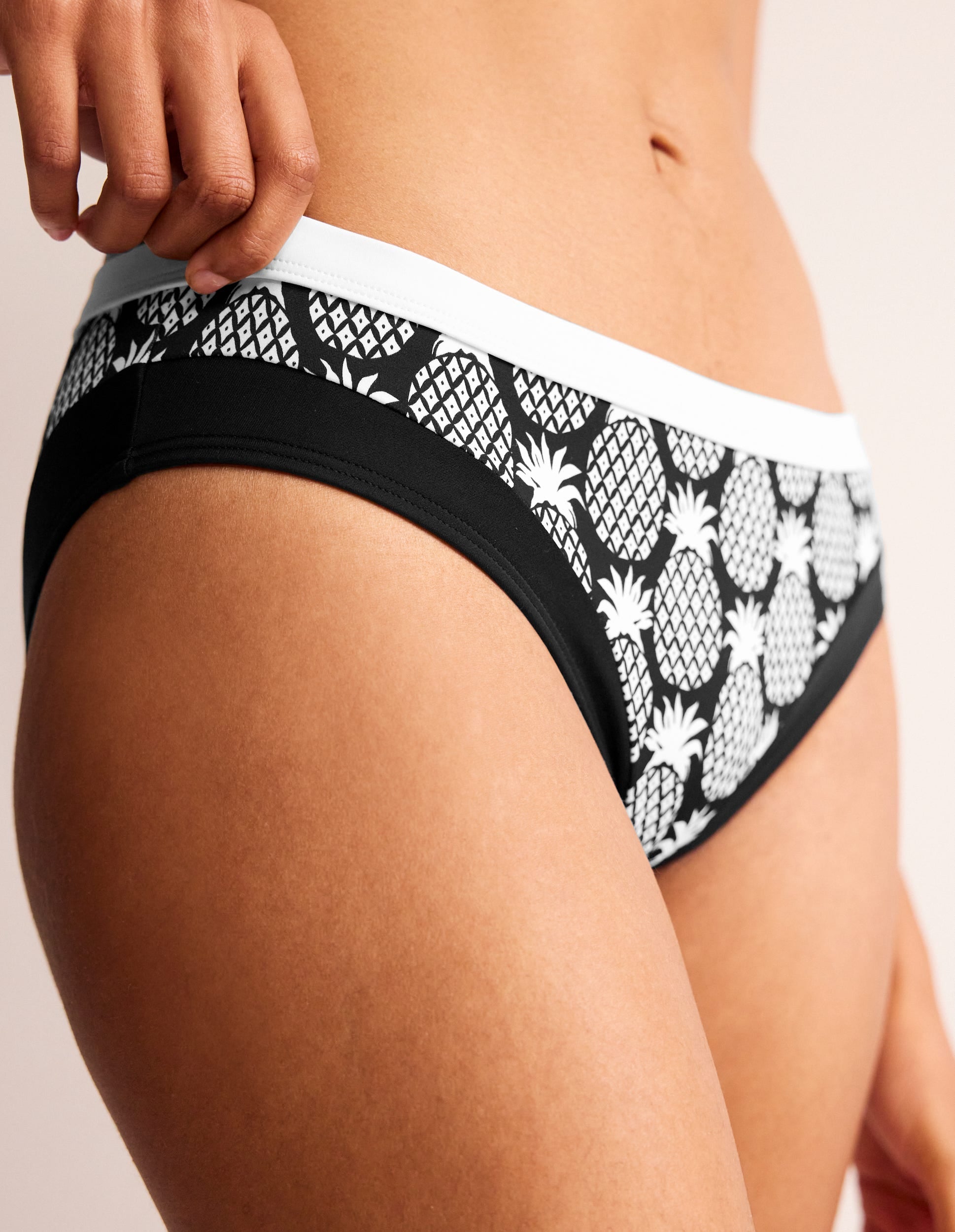 Santorini Bikini Bottoms-Black, Pineapple Geo-2