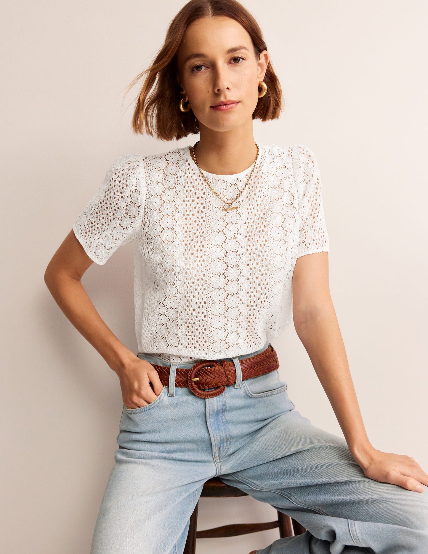 Lace T-Shirt-Ivory