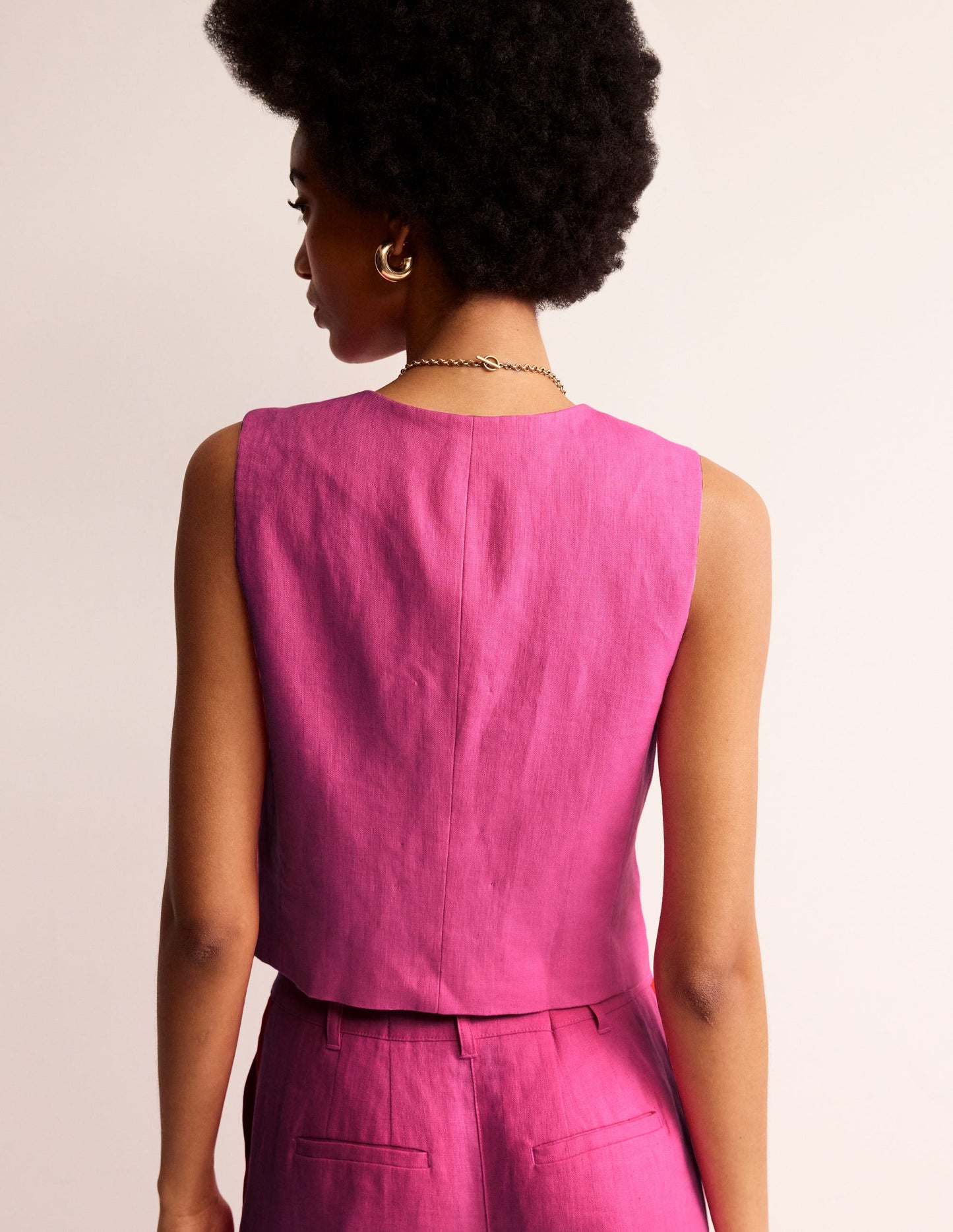 Keswick Linen Waistcoat-Pop Pansy