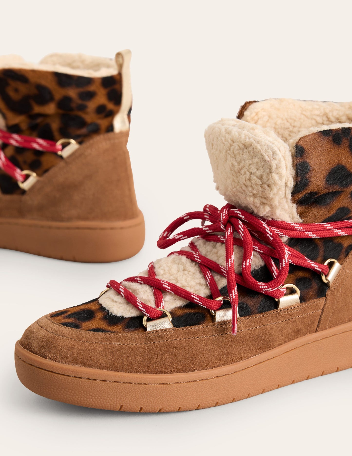 Cosy Lace Up Boot-Dark Classic Leopard