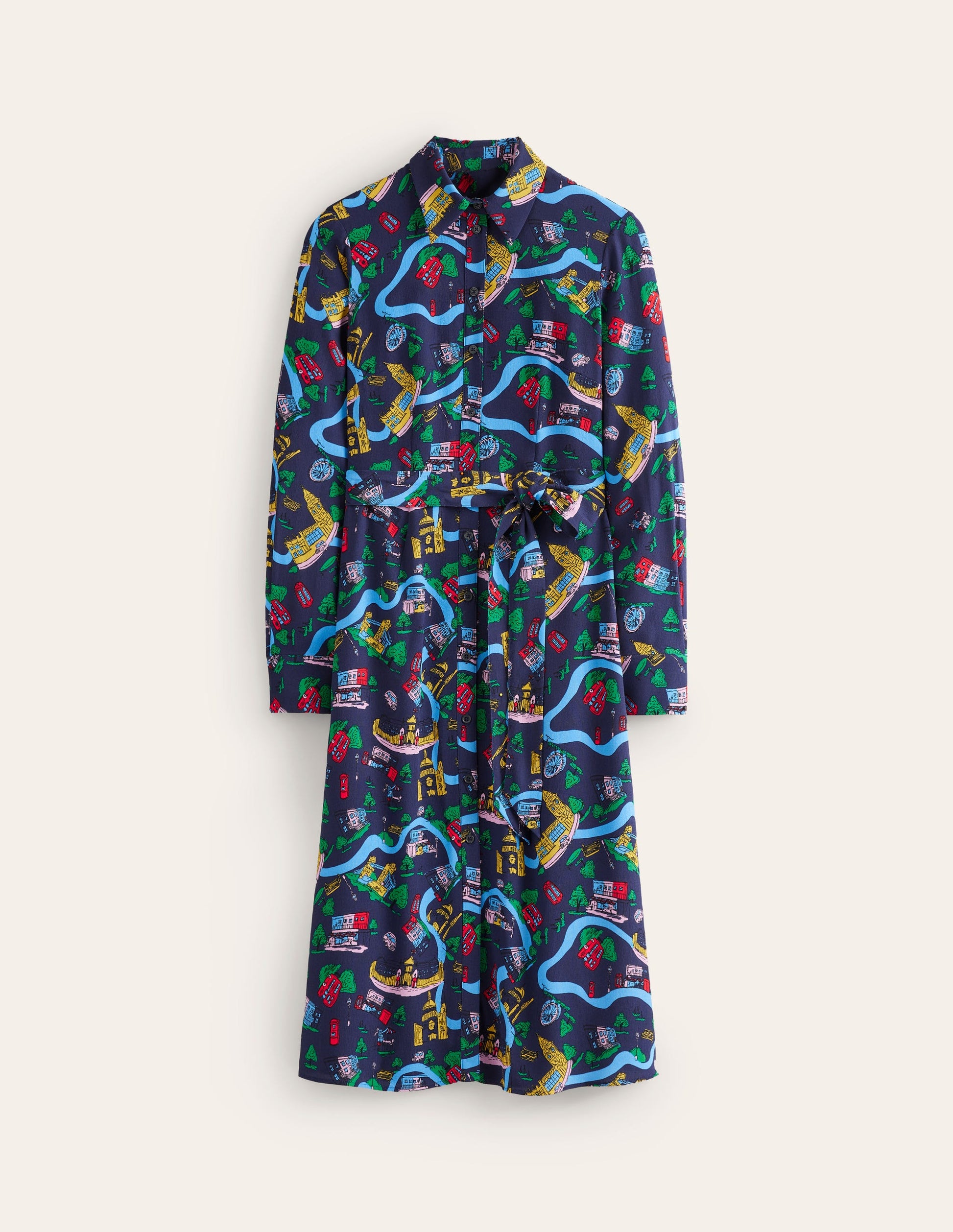 Kate Midi Shirt Dress-French Navy, London Town-5