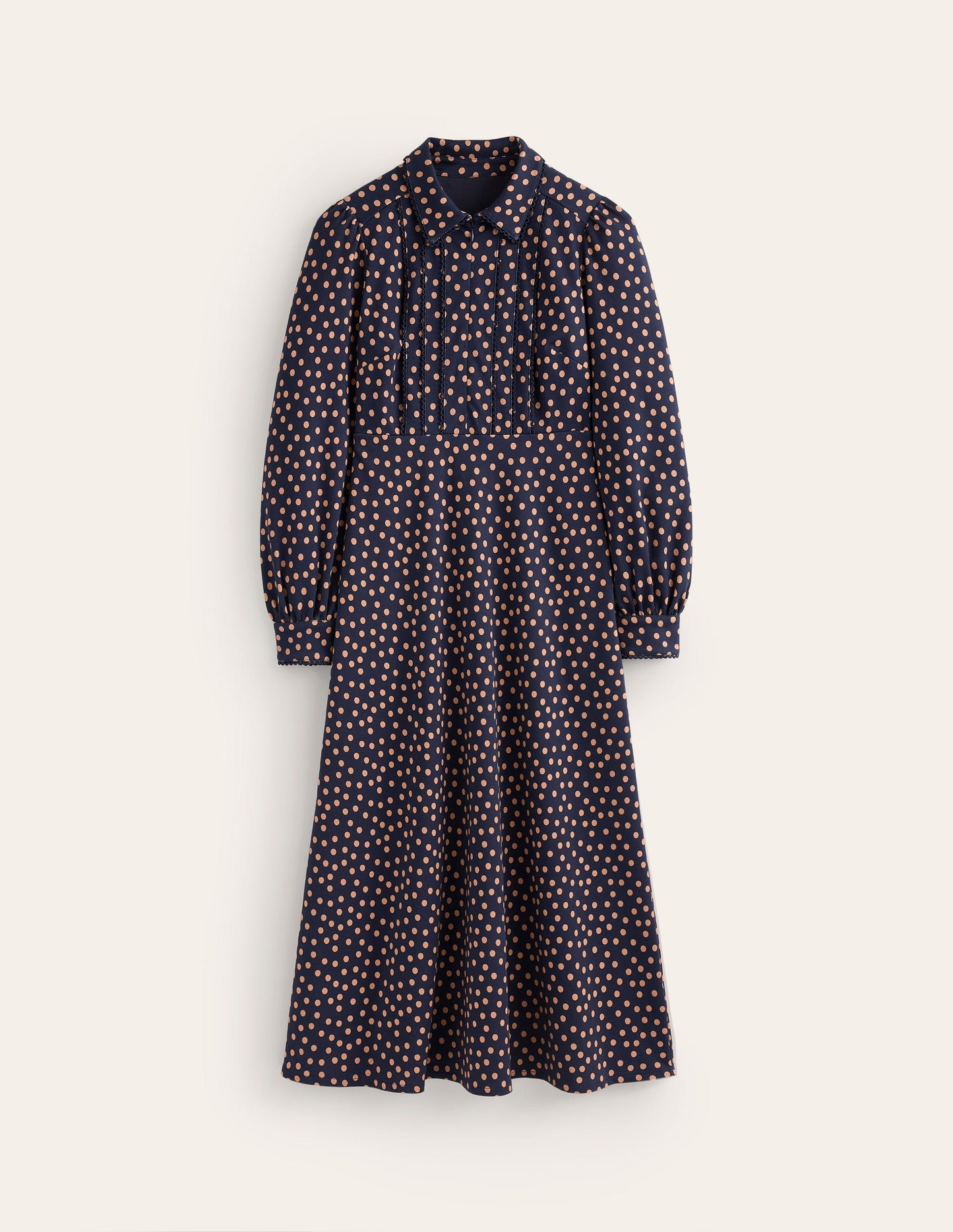 Pip Zip-Up Ponte Midi Dress-French Navy, Abstract Dot