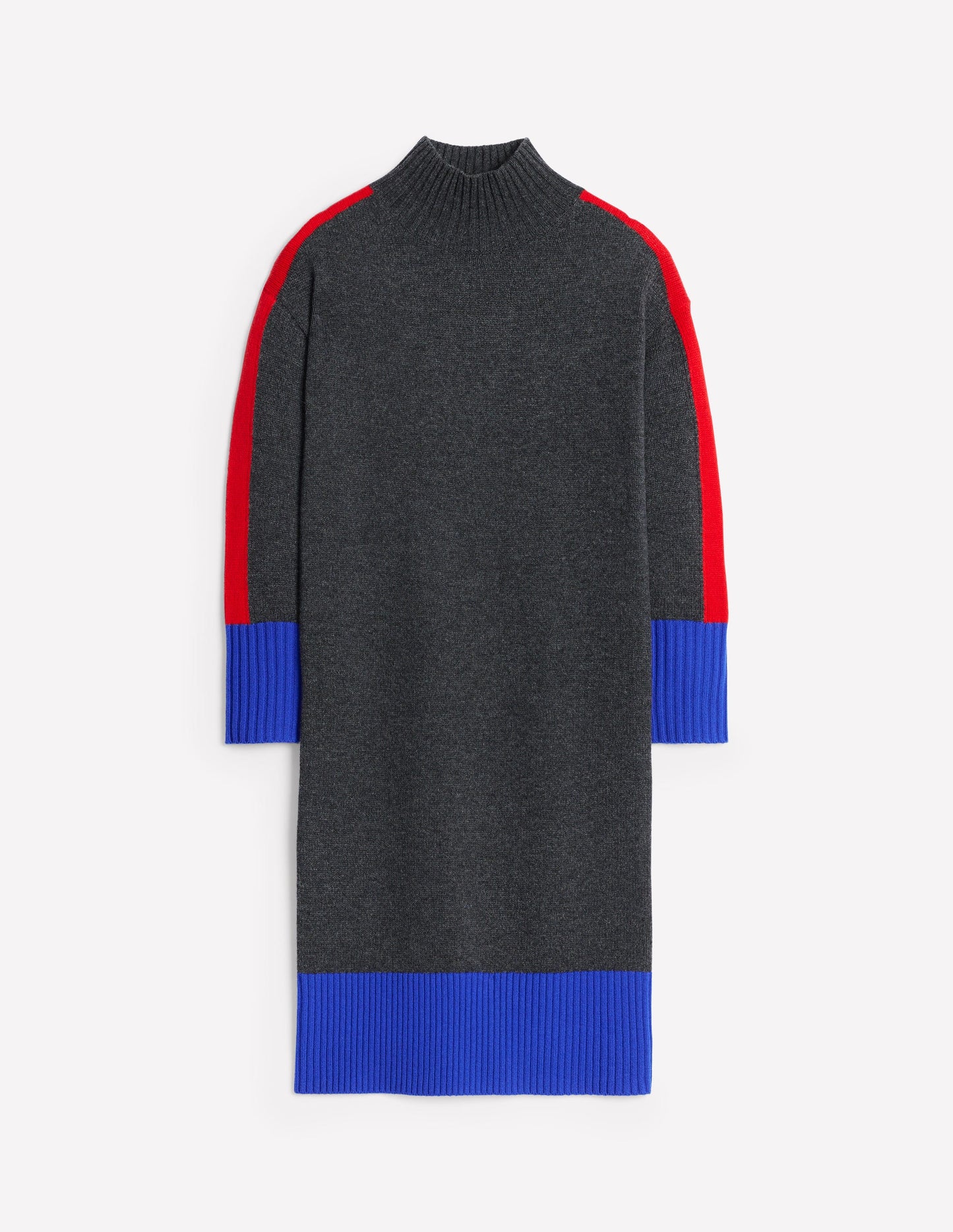 Polly Merino Knitted Dress-Charcoal Colorblock
