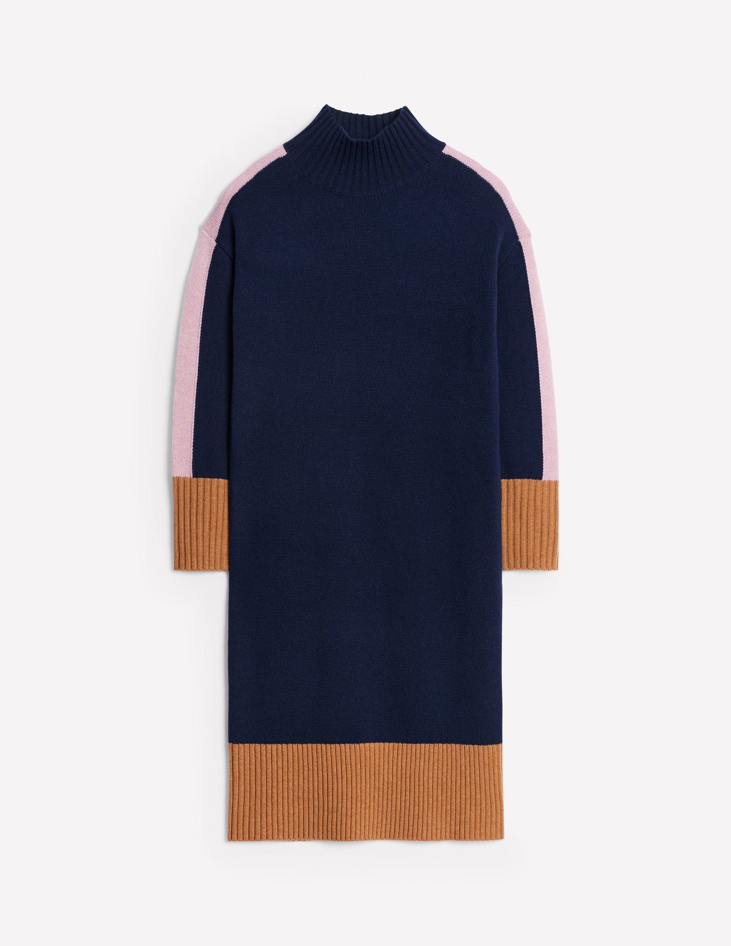 Polly Merino Knitted Dress-Navy Colourblock