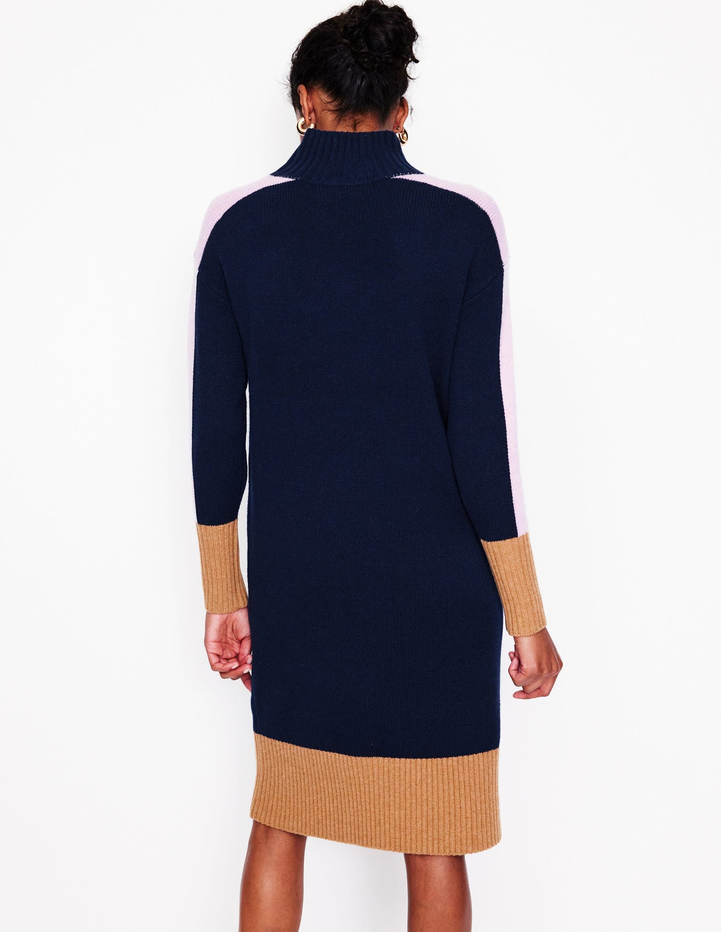 Polly Merino Knitted Dress-Navy Colourblock