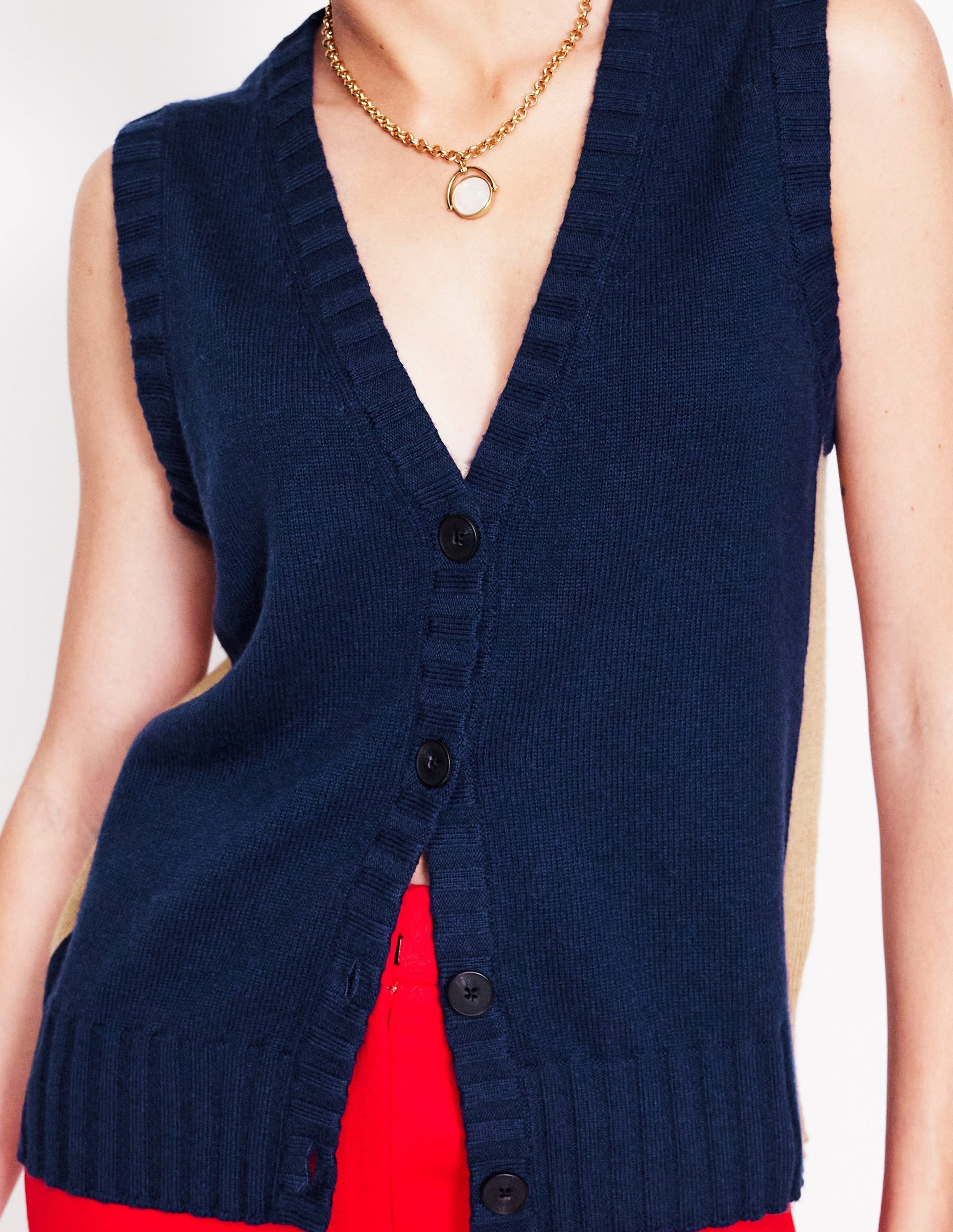 Zia Knitted Waistcoat-Navy-2