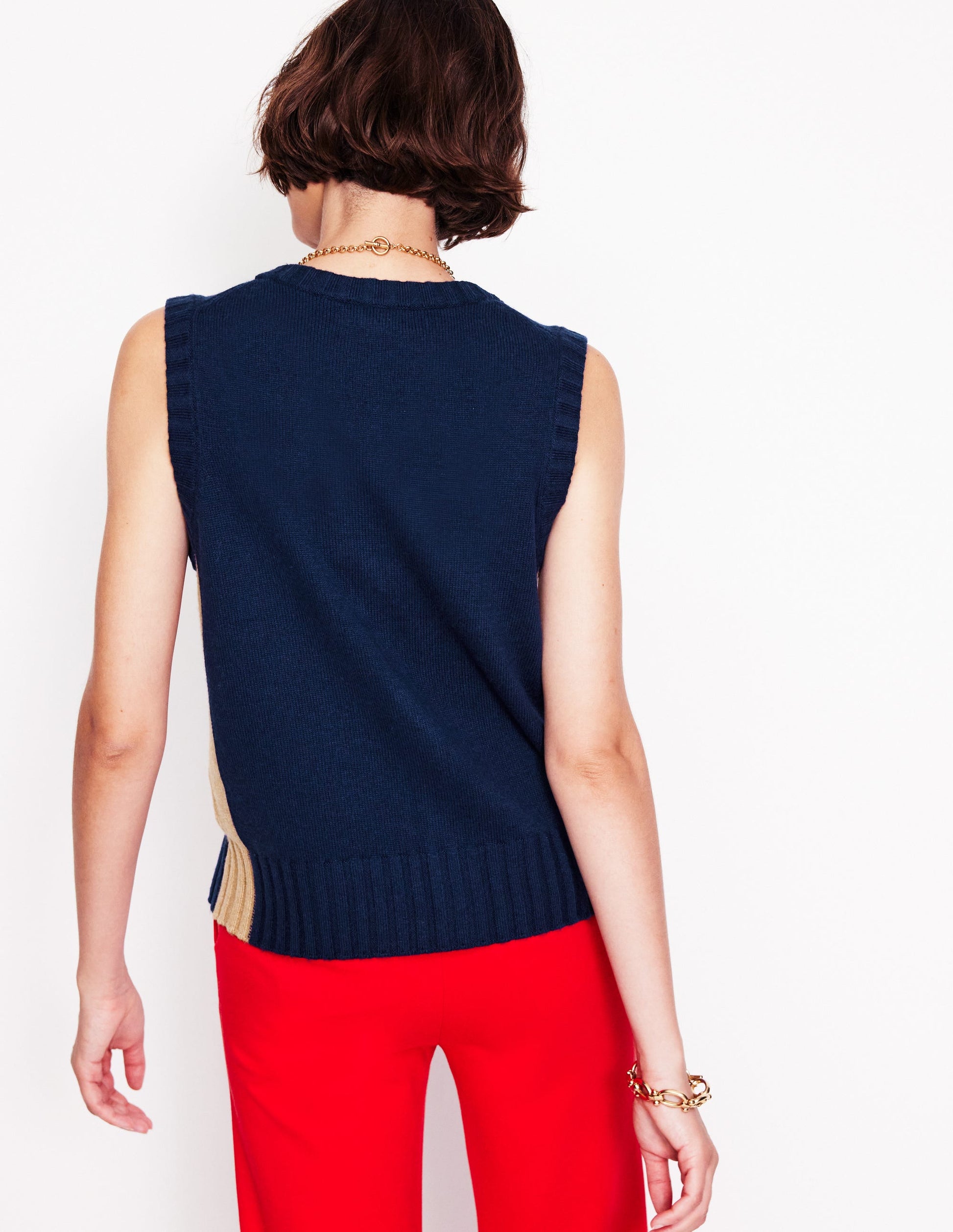 Zia Knitted Waistcoat-Navy-3