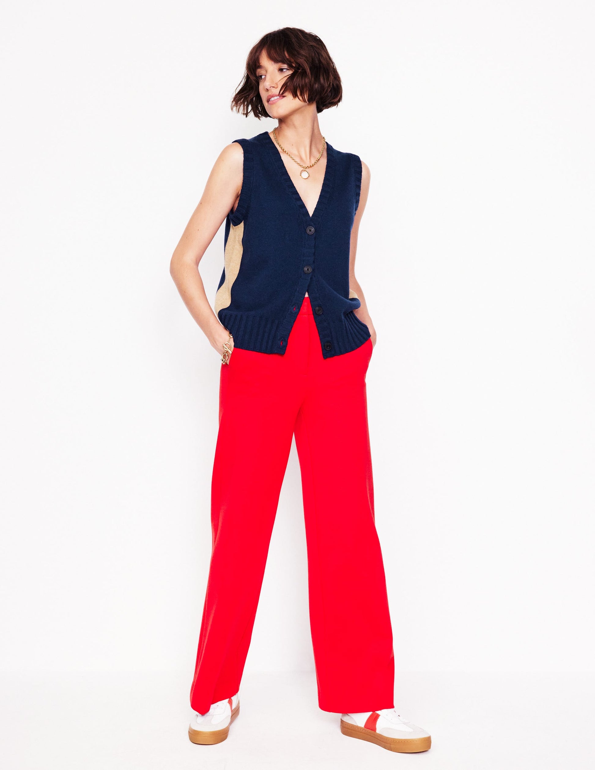 Zia Knitted Waistcoat-Navy-4