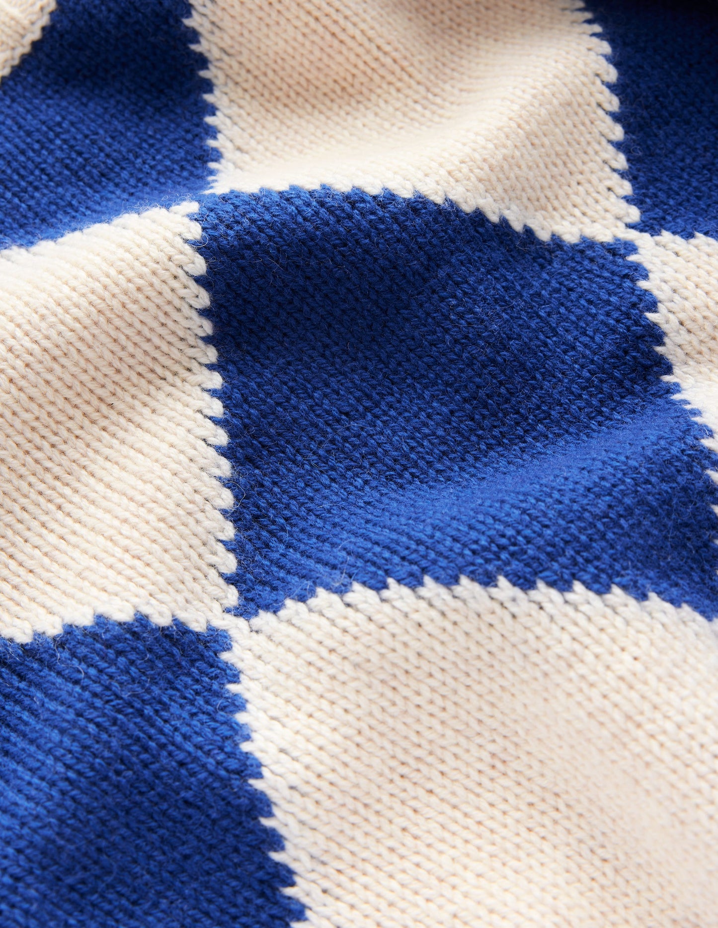 Argyle Crew Neck Jumper-Ecru Marl, Bright Blue