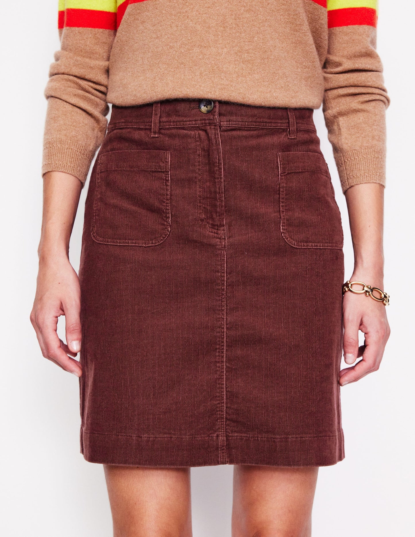 Estella Cord Skirt-Chestnut