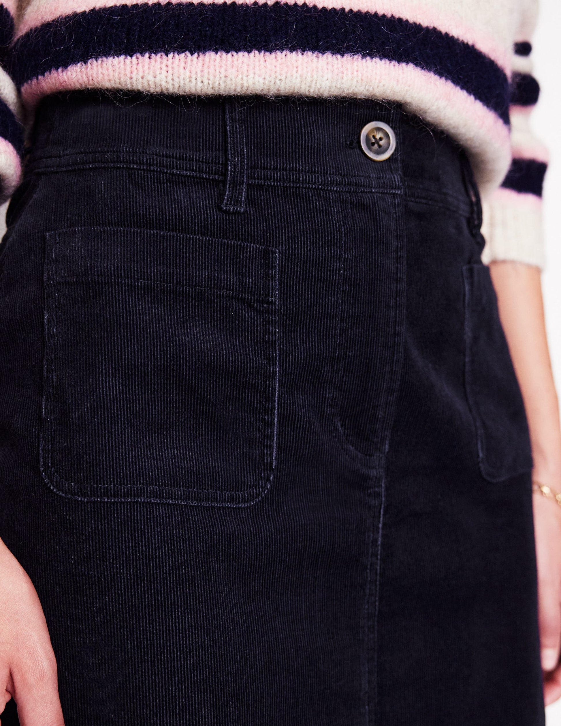 Estella Cord Skirt-Navy-2