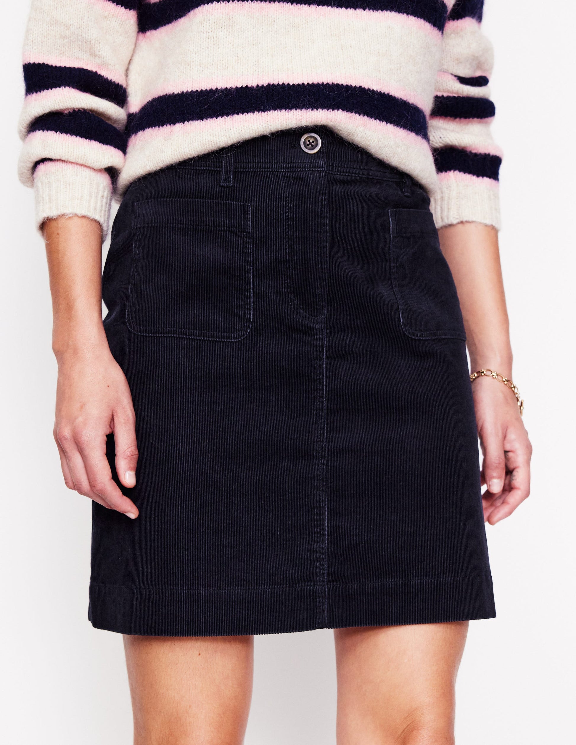 Estella Cord Skirt-Navy-4