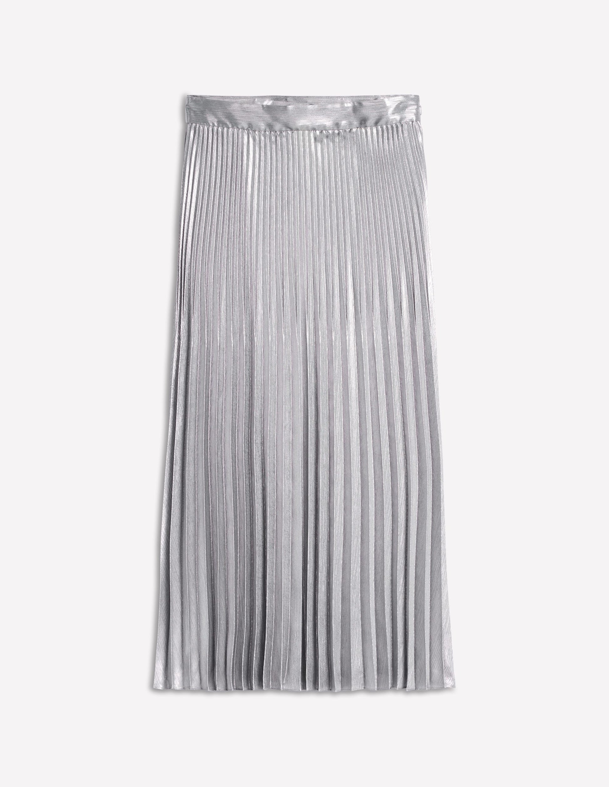 Camilla Metallic Midi Skirt-Silver-6