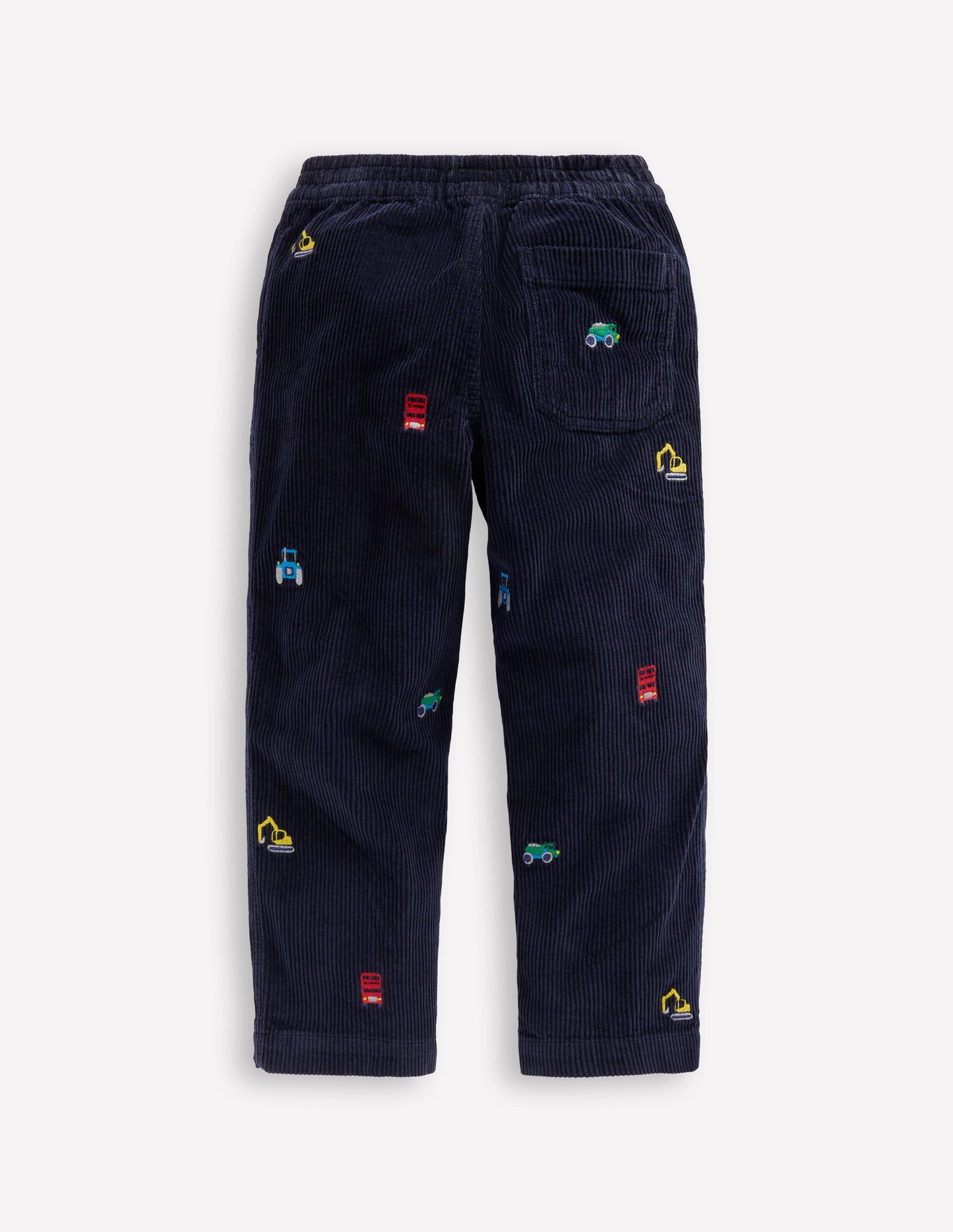 Pull-on Cord Trousers-Construction Embroidery